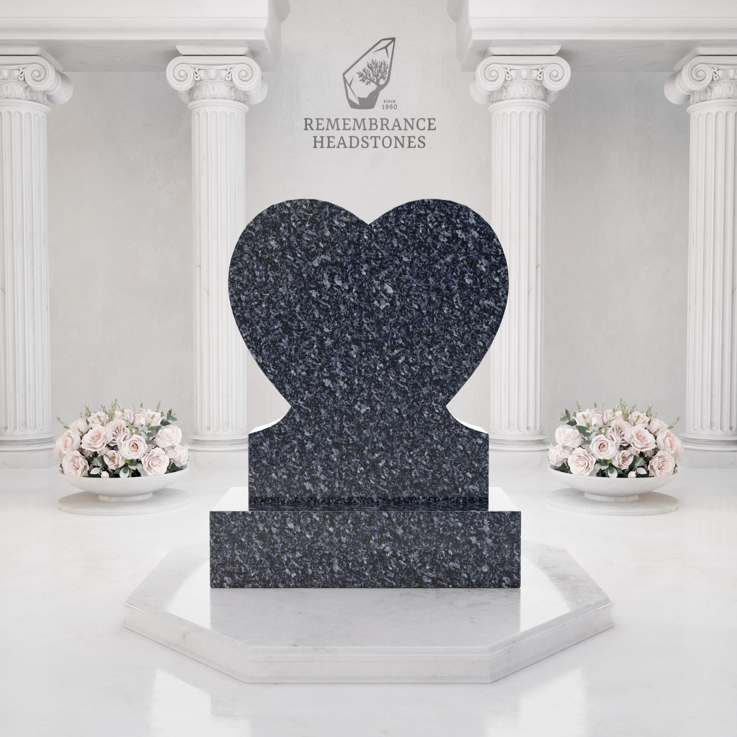 Luxury Heart Shape Granite Headstone with Floral Carving view 5