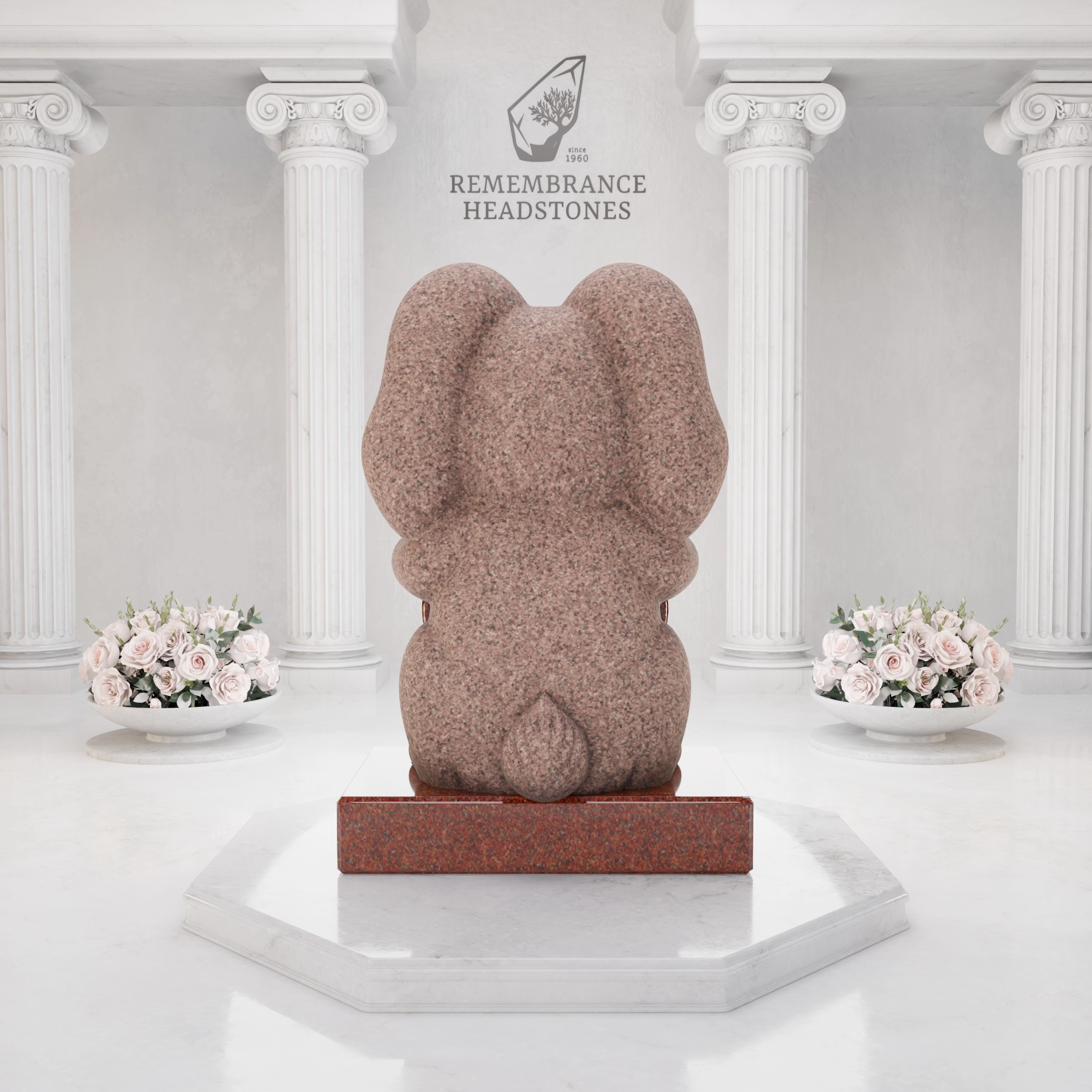 Luxury Bunny Child Granite Memorial with Heart Plaque view 5