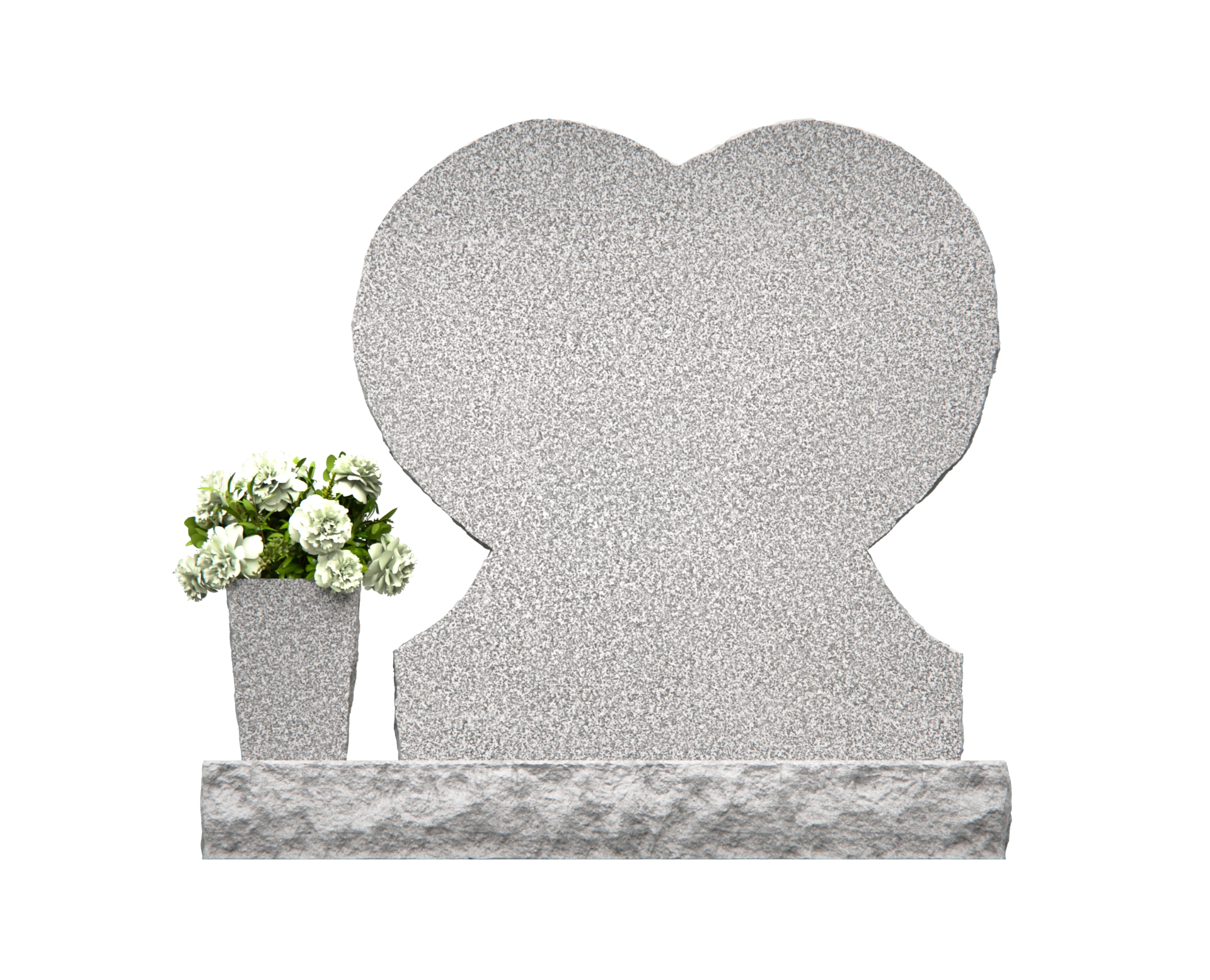 Luxury Heart-Shaped Granite Headstone — Cross & Rose, Granite Vase view 2