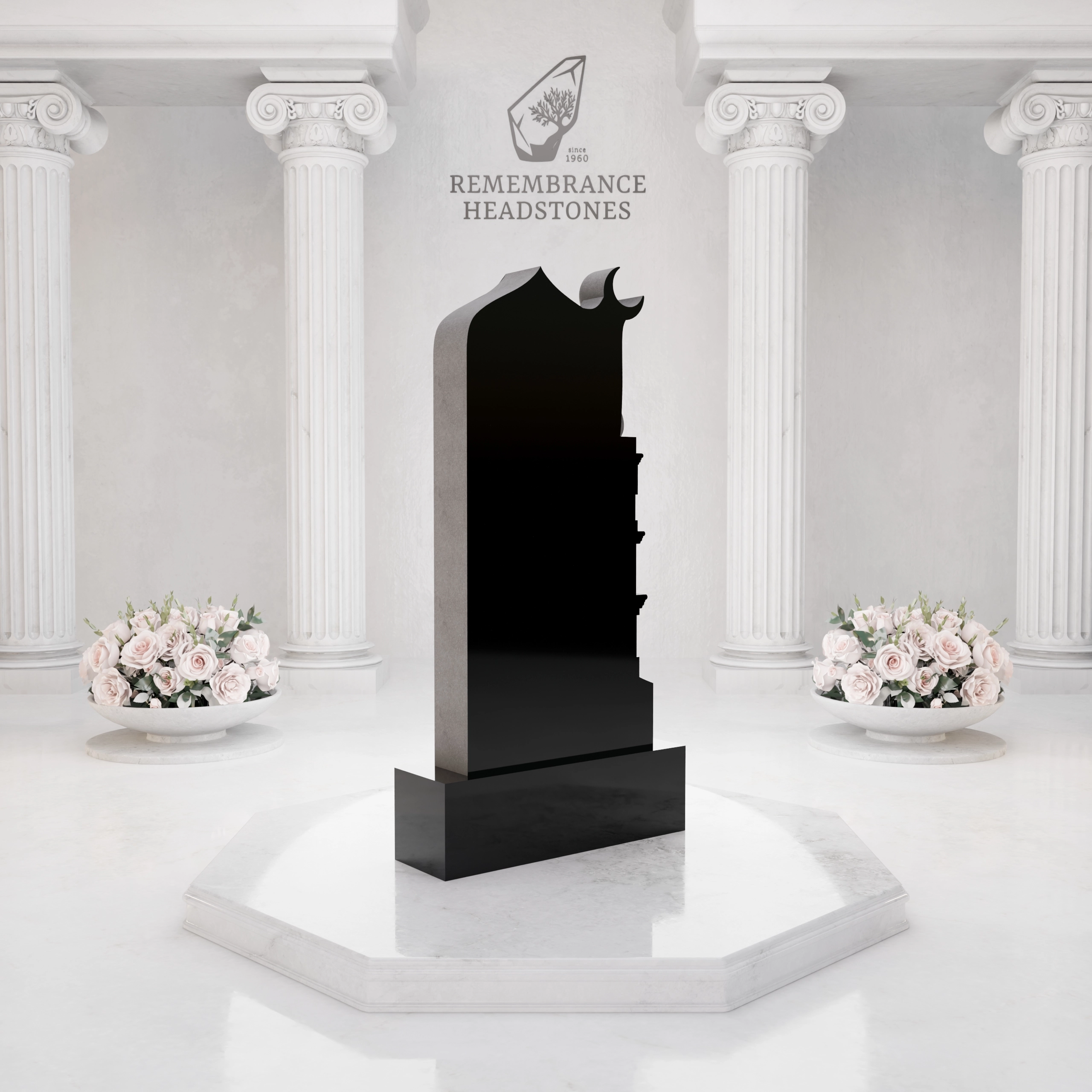 Premium Islamic Upright Granite Headstone with Crescent view 5