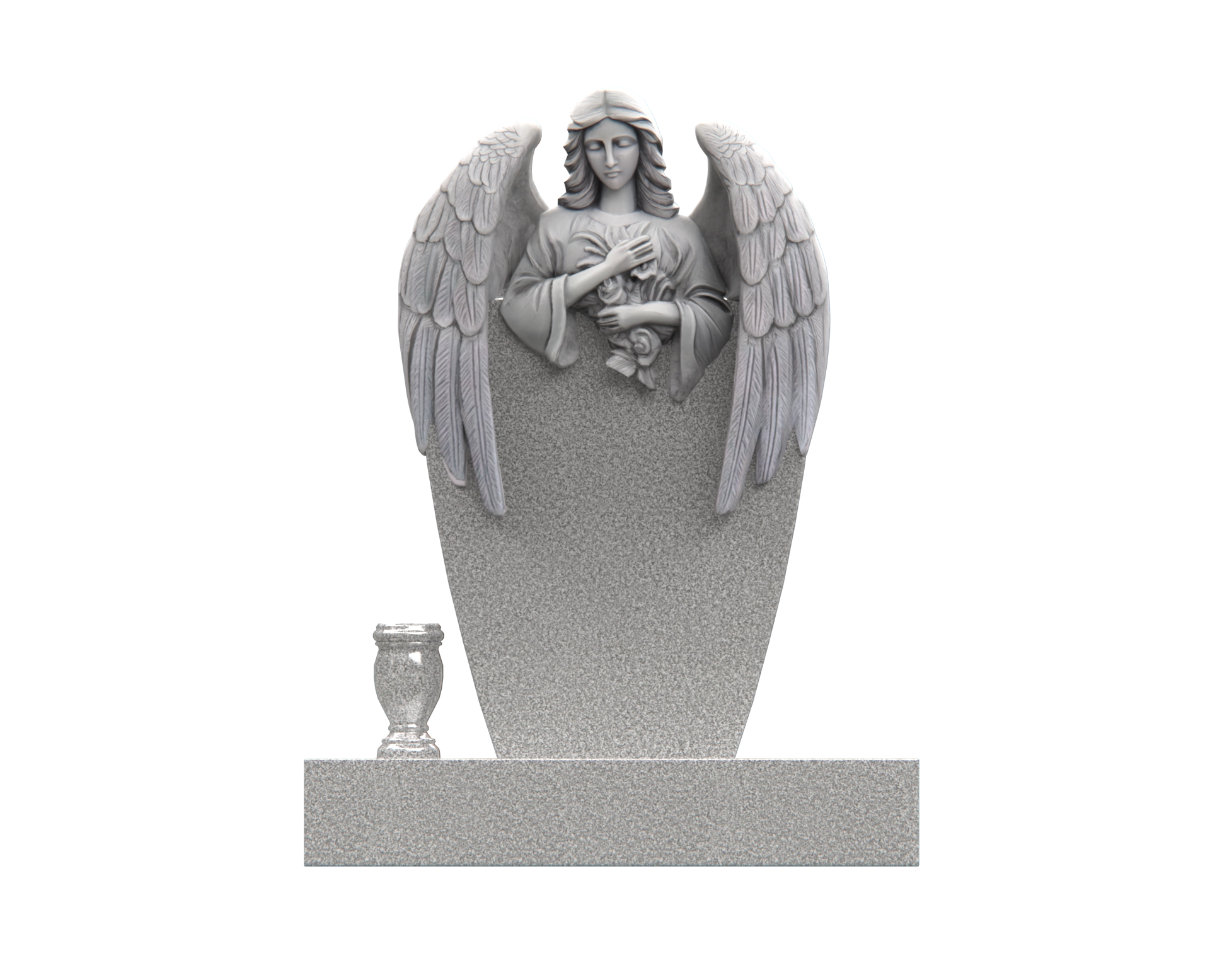 Luxury Upright Granite Headstone — Angel Embrace view 3