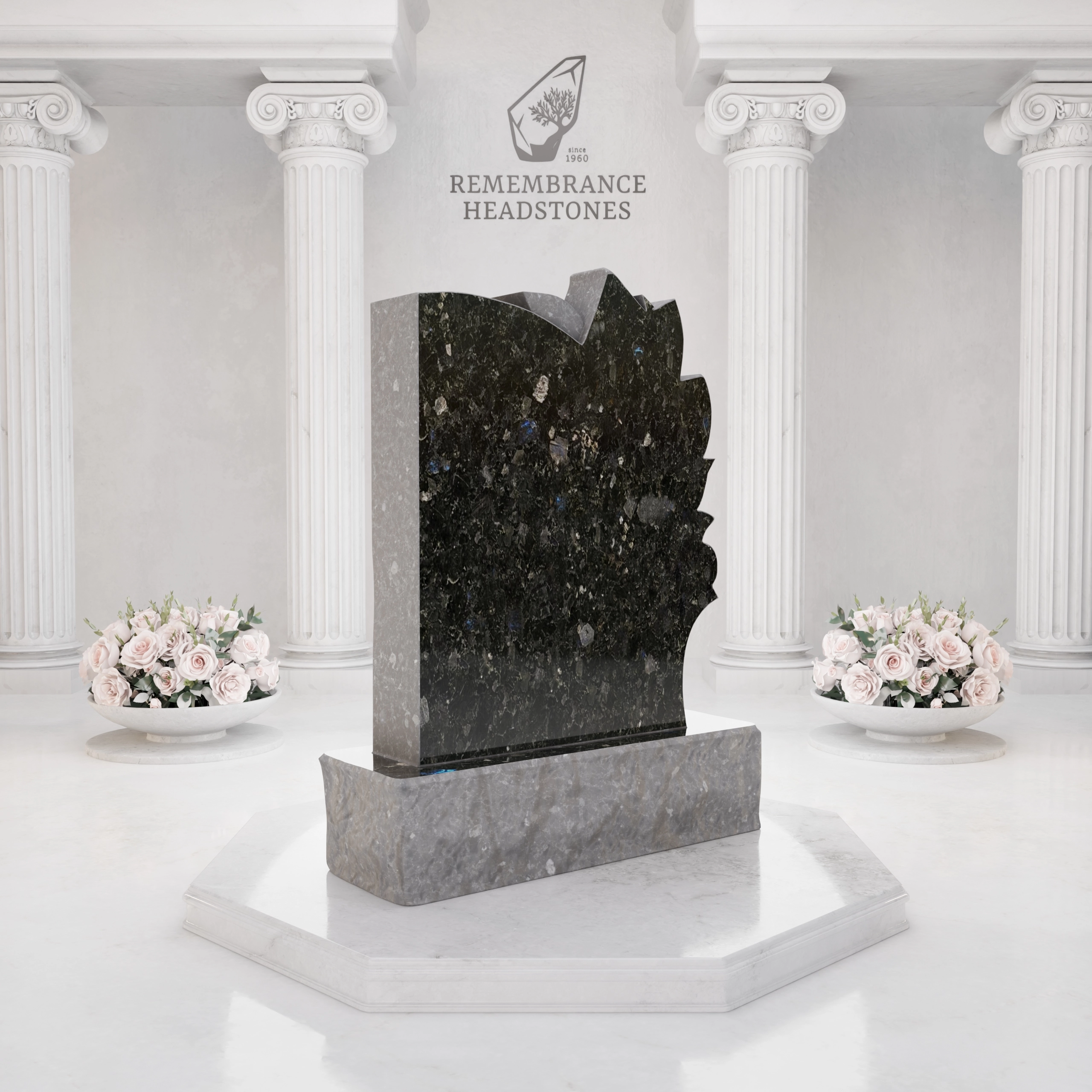 Luxury Child Calla Lily Granite Headstone with Portrait view 4