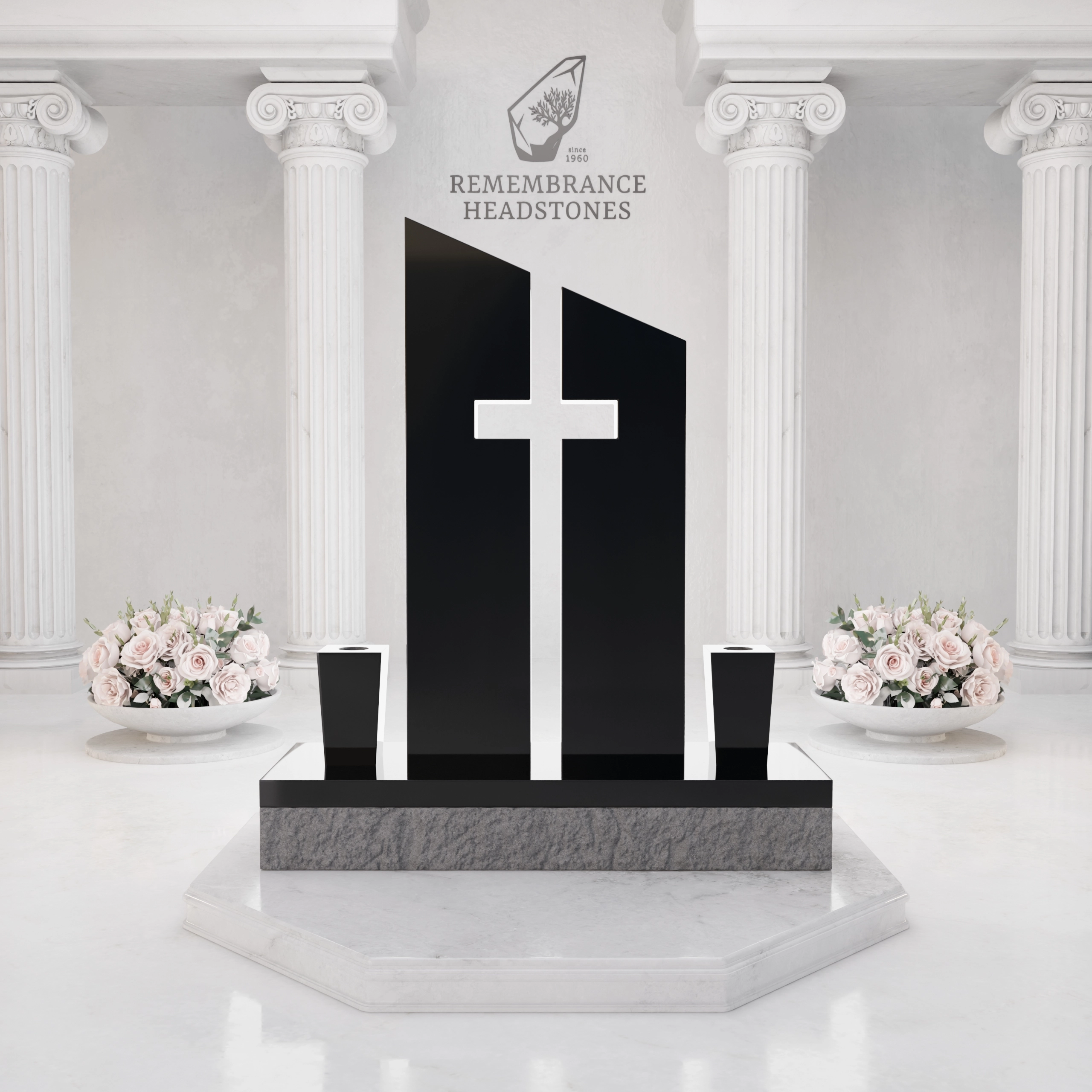 Luxury Companion Upright Headstone with Cross Cutout view 3