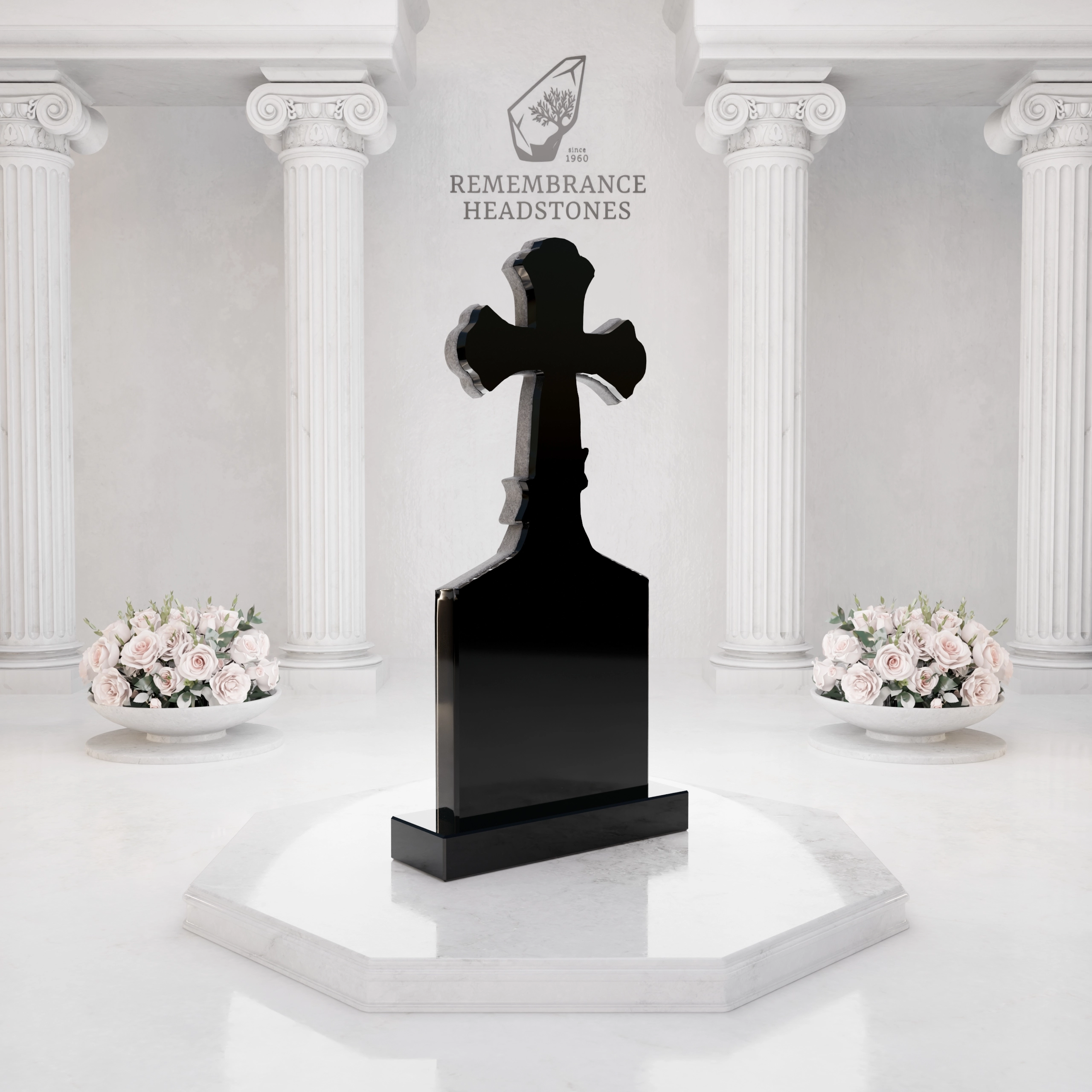 Luxury Hand-Carved Crucifix Granite Headstone view 4