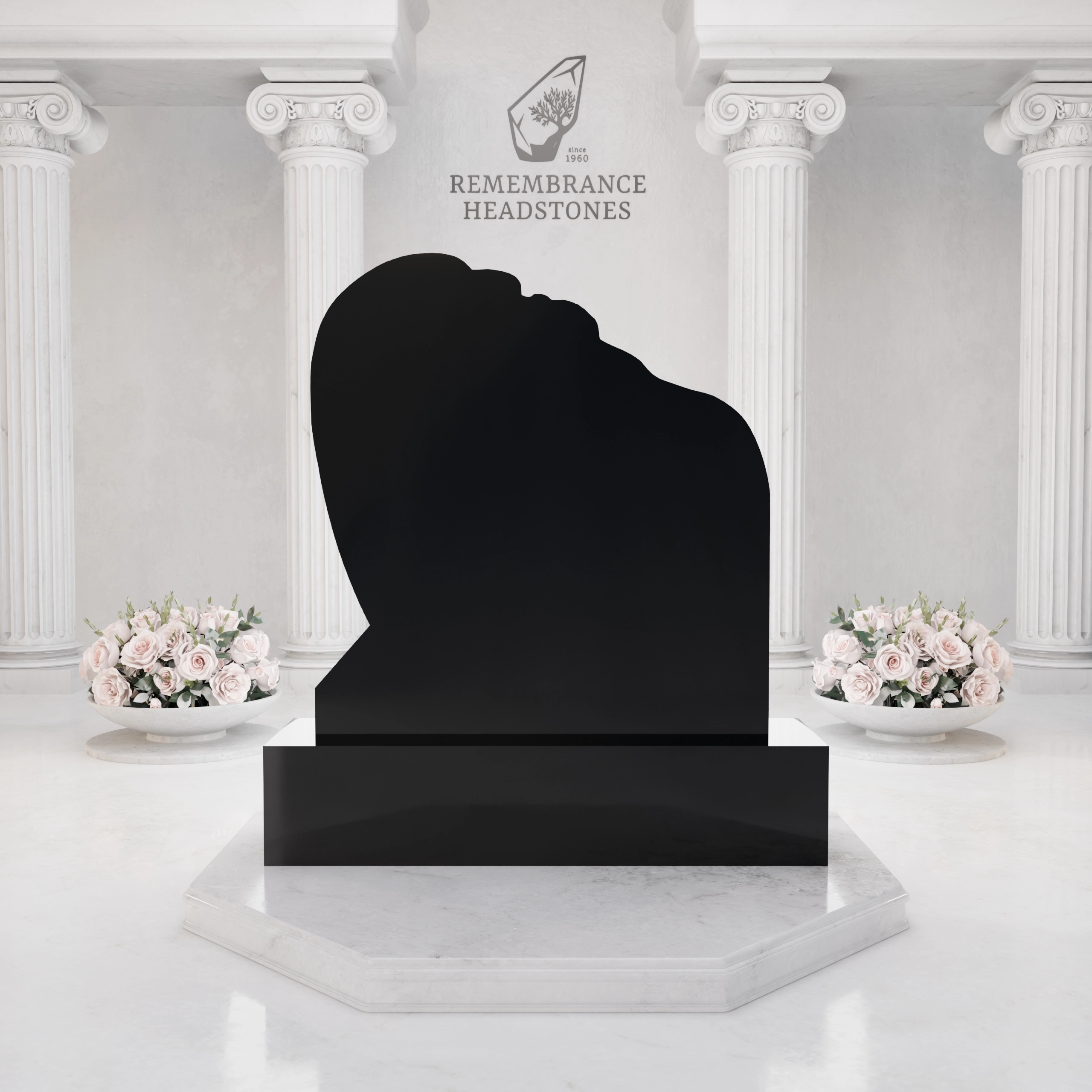 Luxury Heart-Shaped Granite Monument — Weeping Angel Relief view 3
