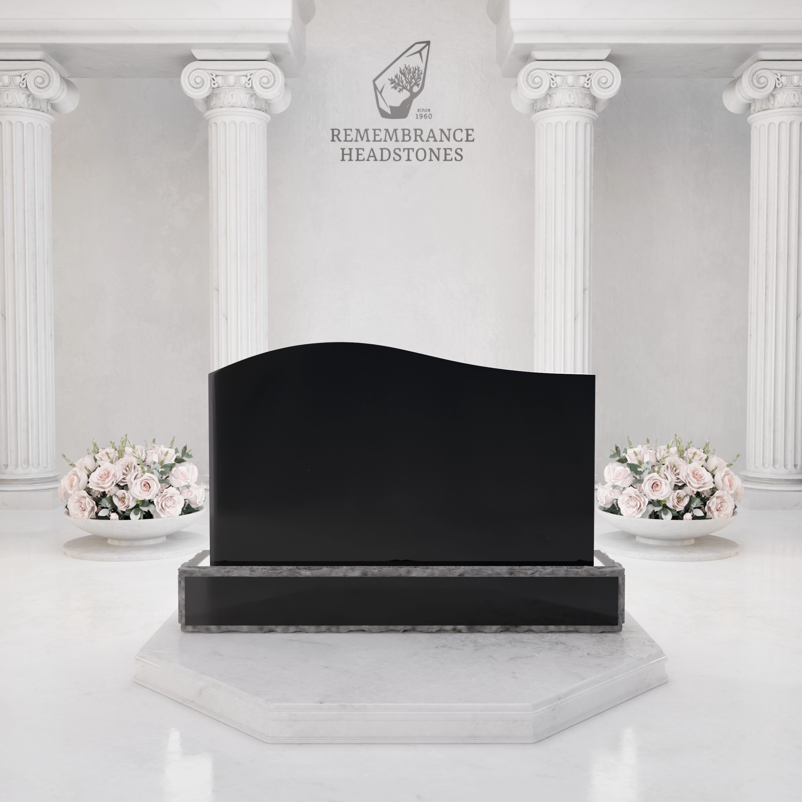 Premium Upright Granite Headstone — Wave-Top with Star of David view 3