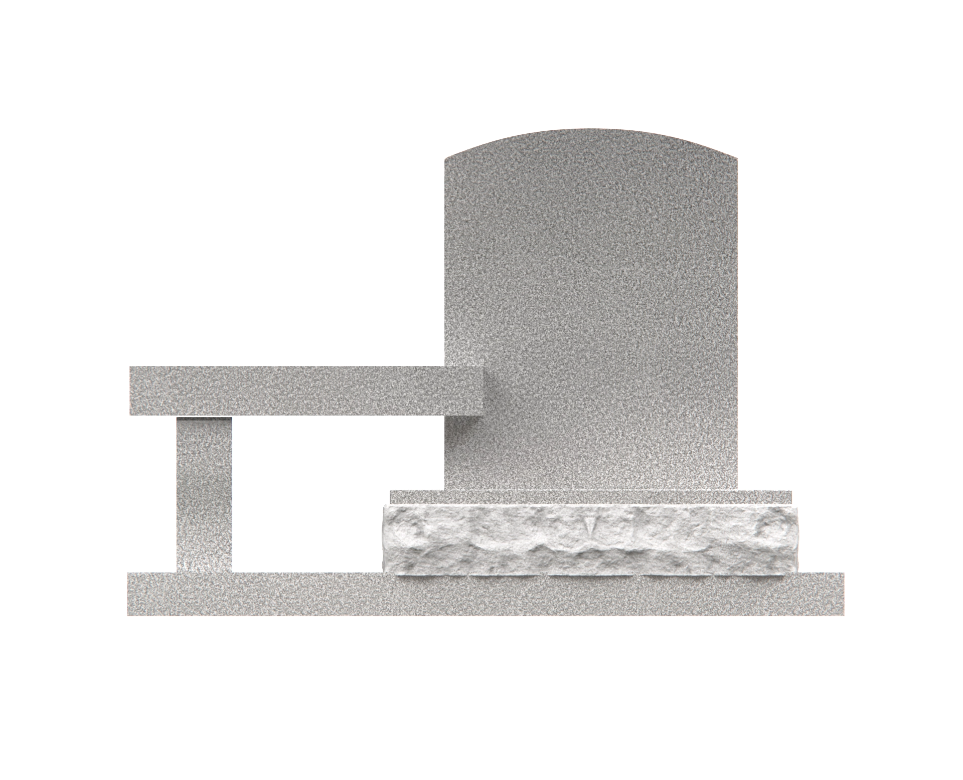 Lux Upright Headstone with Marian Emblem & Memorial Bench view 2