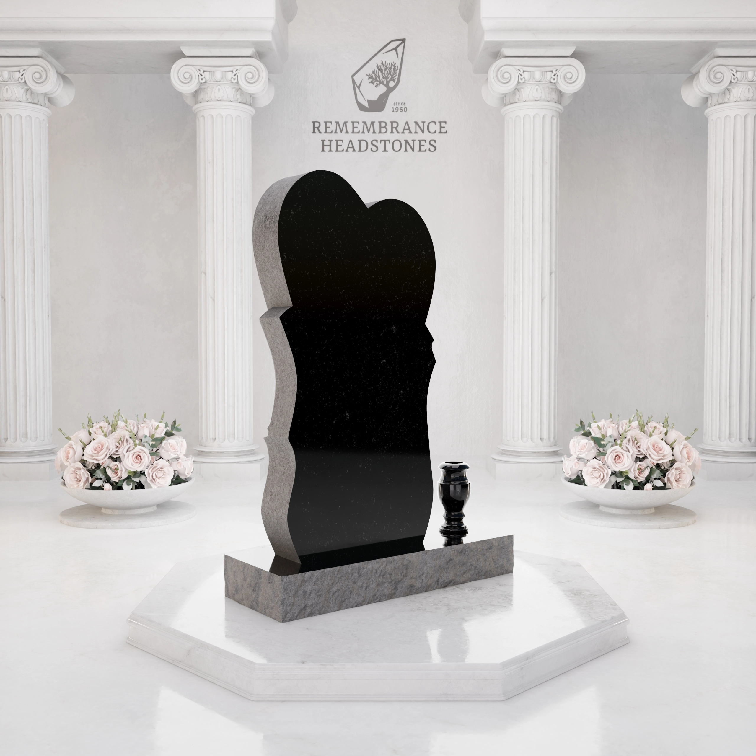 Premium Heart Shape Memorial with Flowing Ribbon & Lily Motif view 3