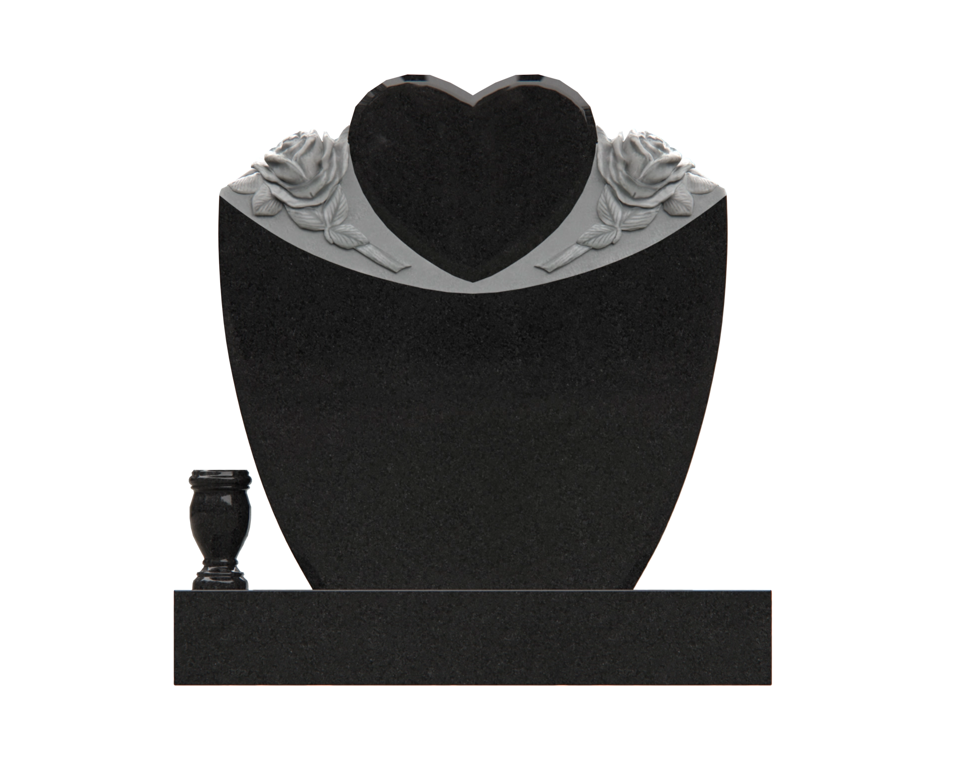 Premium Special-Shape Granite Headstone — Heart Crown, Madonna & Lilies view 3