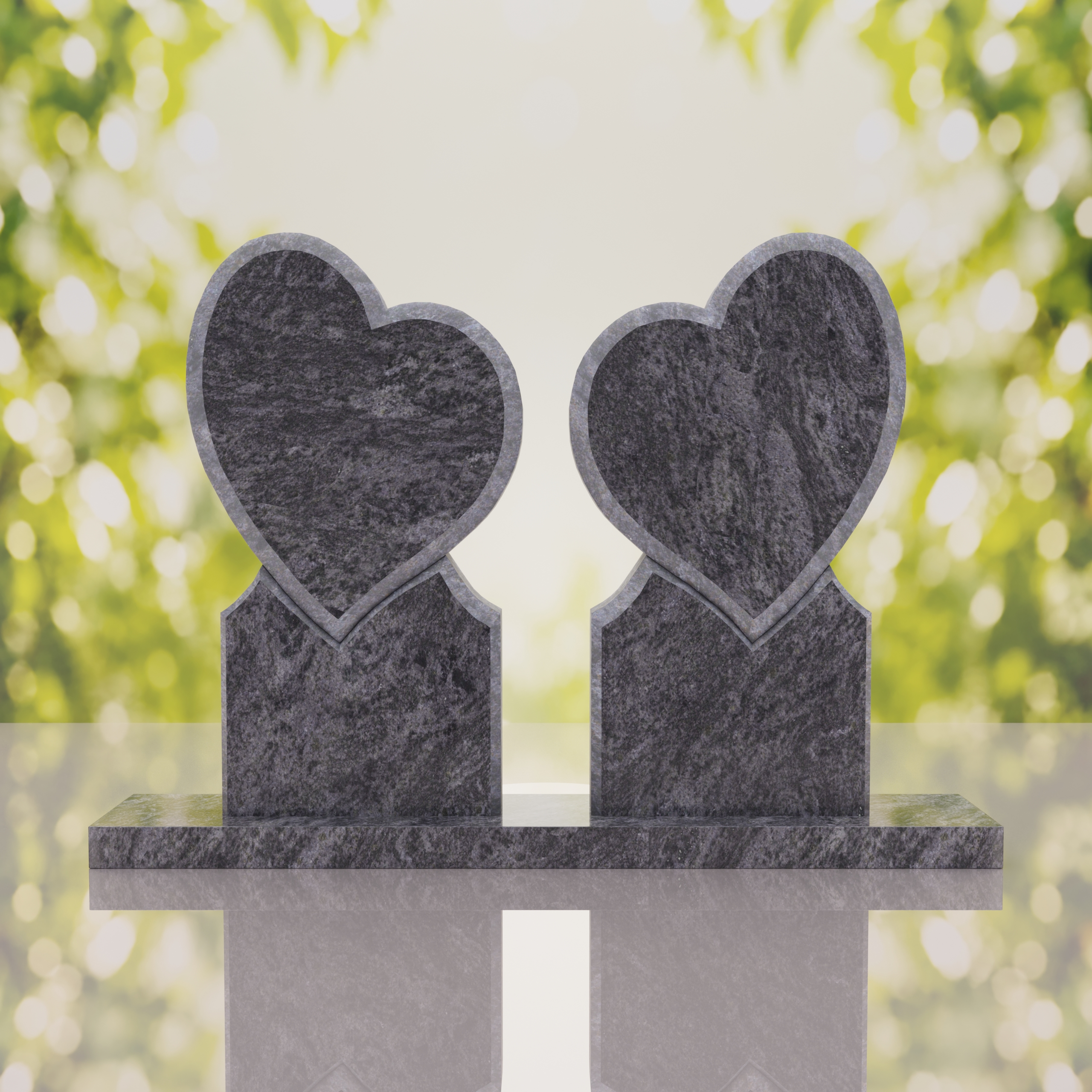 Double Heart Companion Headstone thumbnail 3