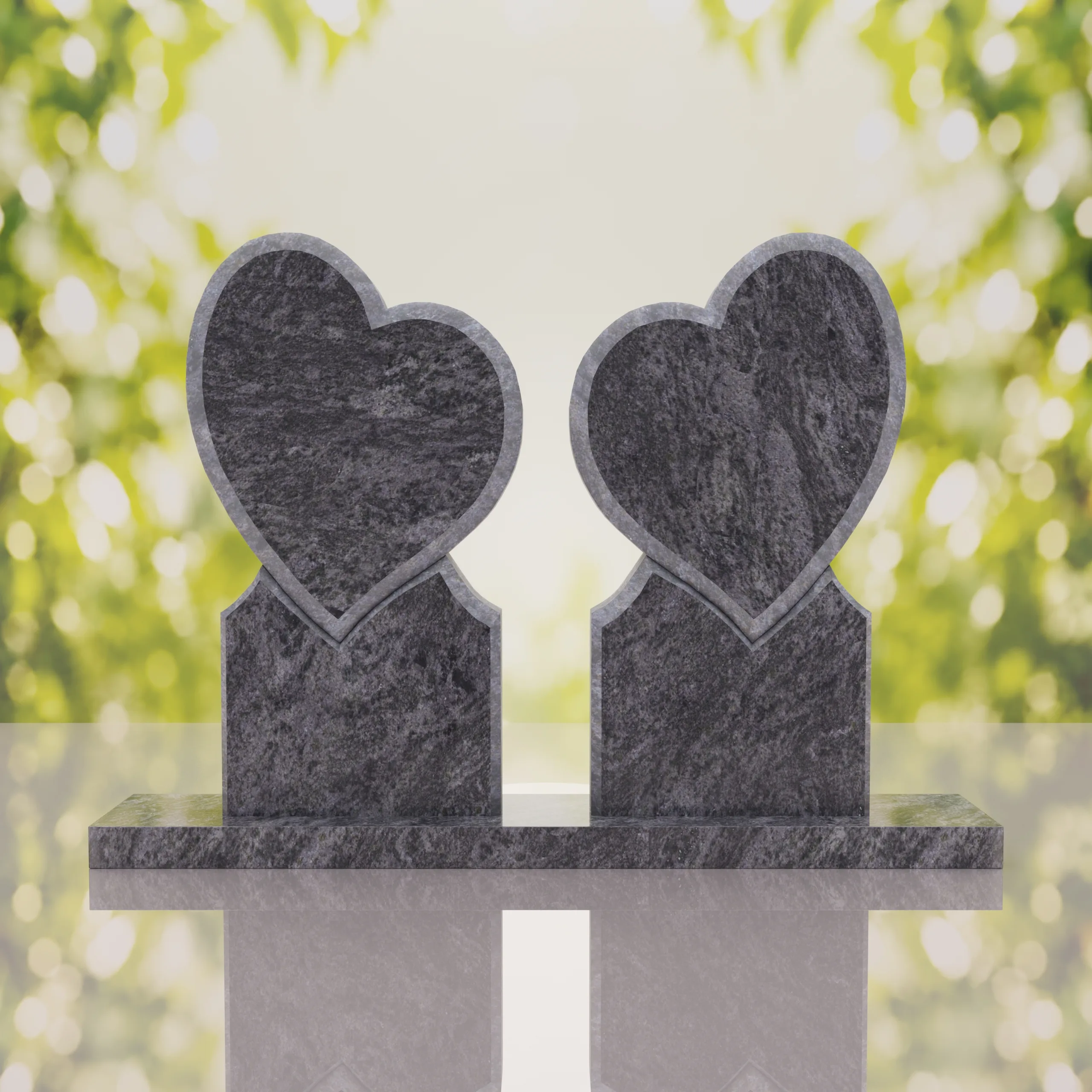 Double Heart Companion Headstone thumbnail 3