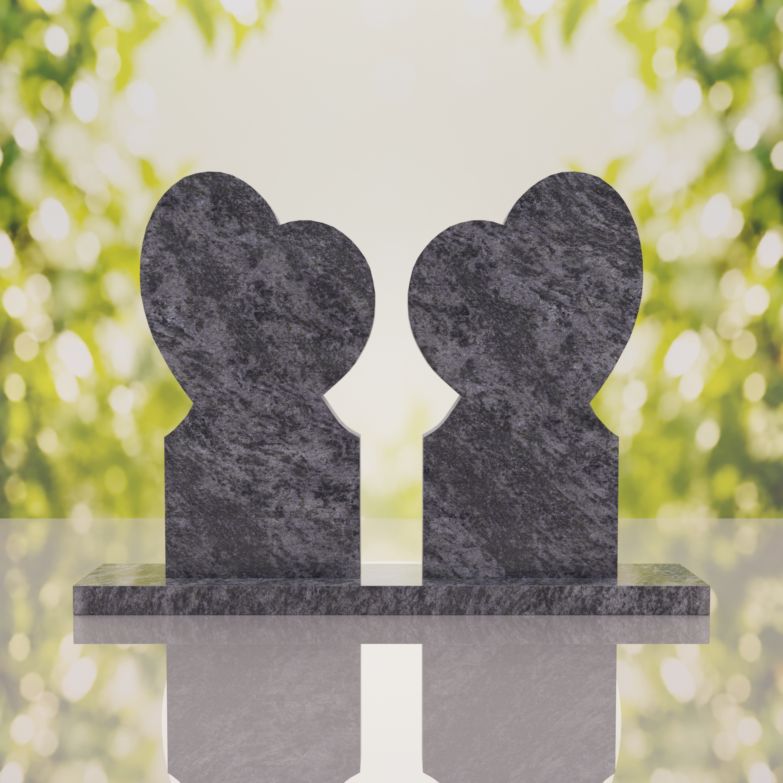 Double Heart Companion Headstone thumbnail 4
