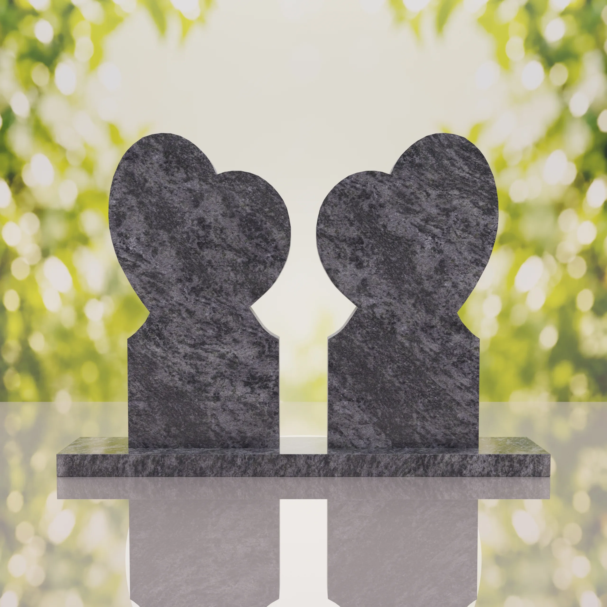 Double Heart Companion Headstone thumbnail 4