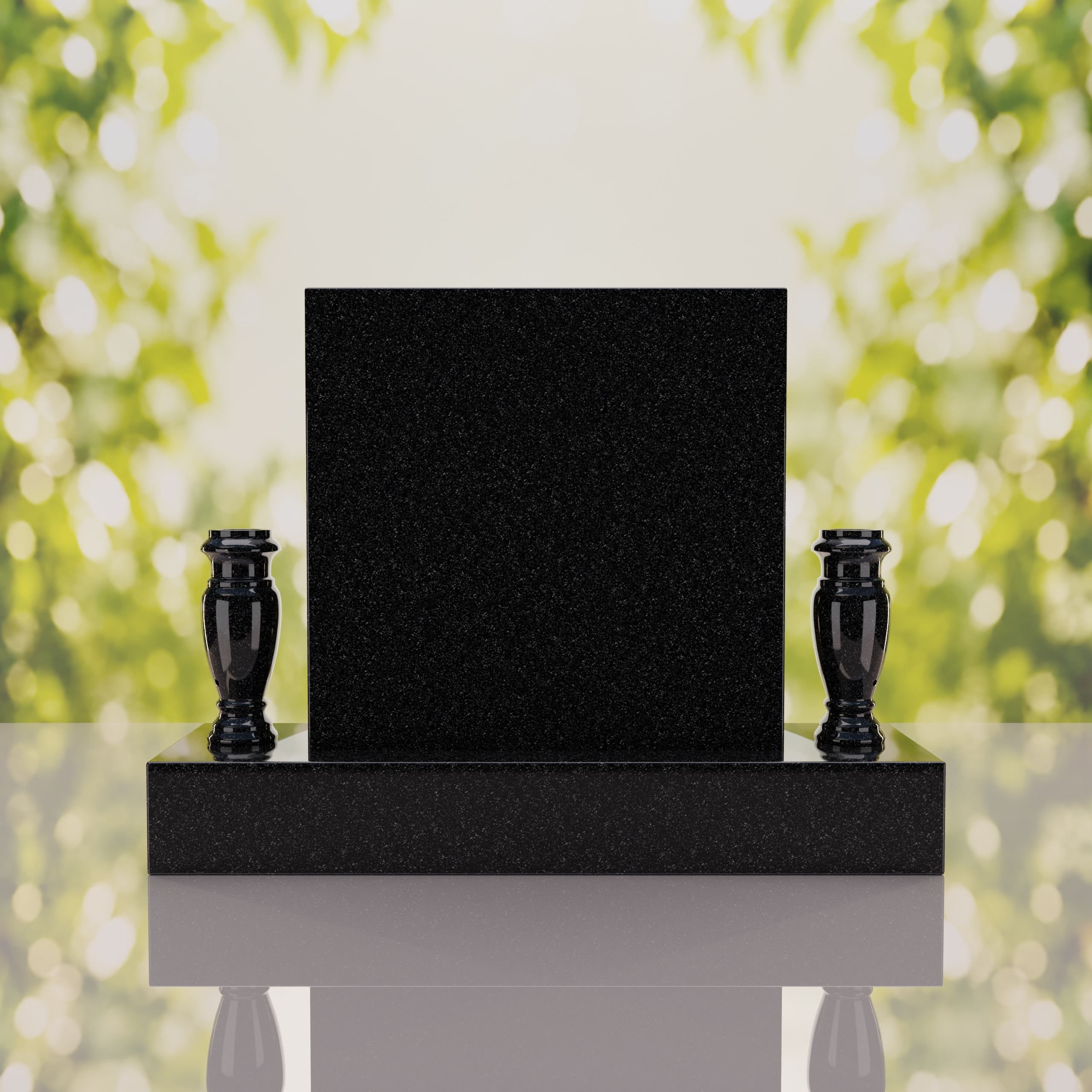 Square Upright Headstone with Vases thumbnail 10