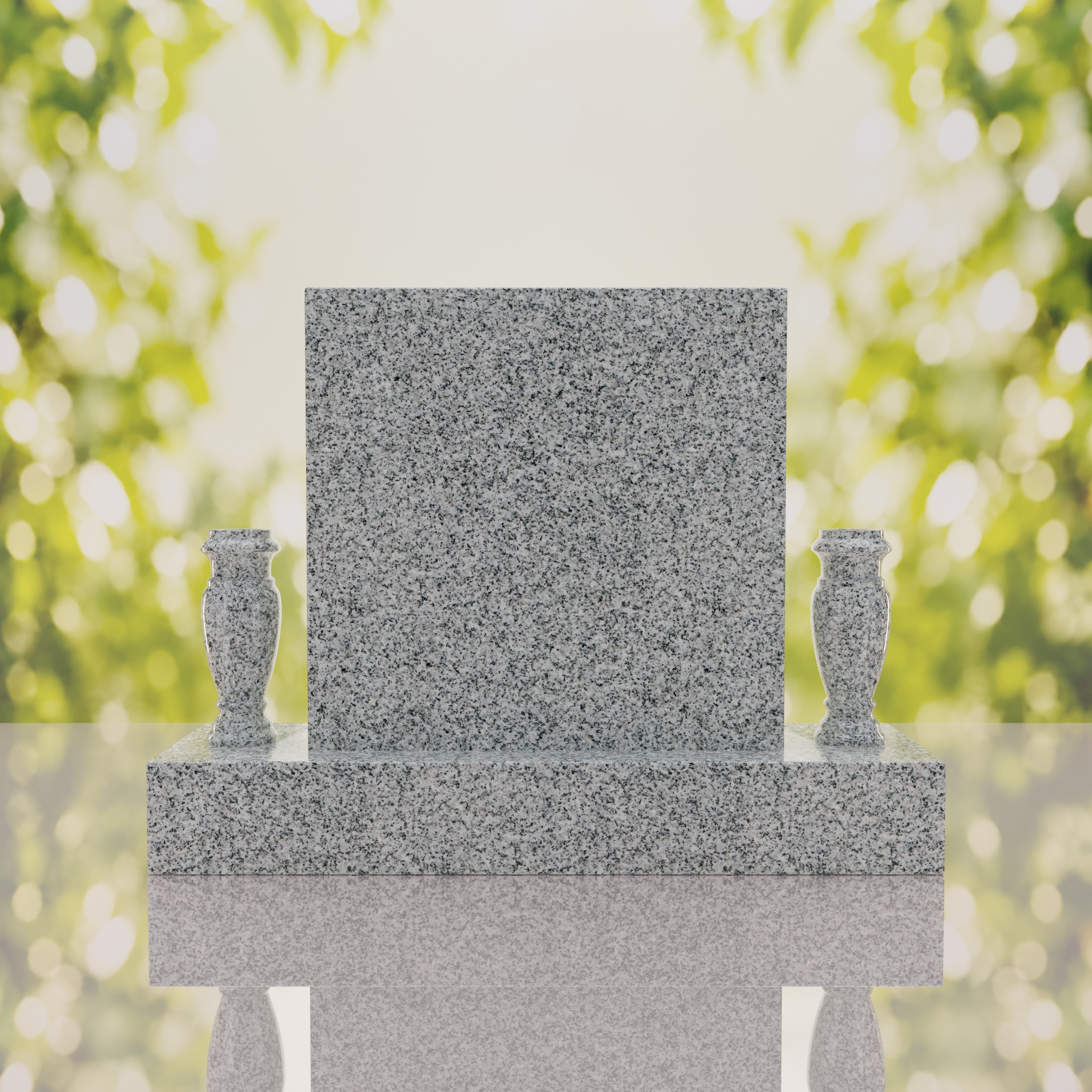Square Upright Headstone with Vases thumbnail 7