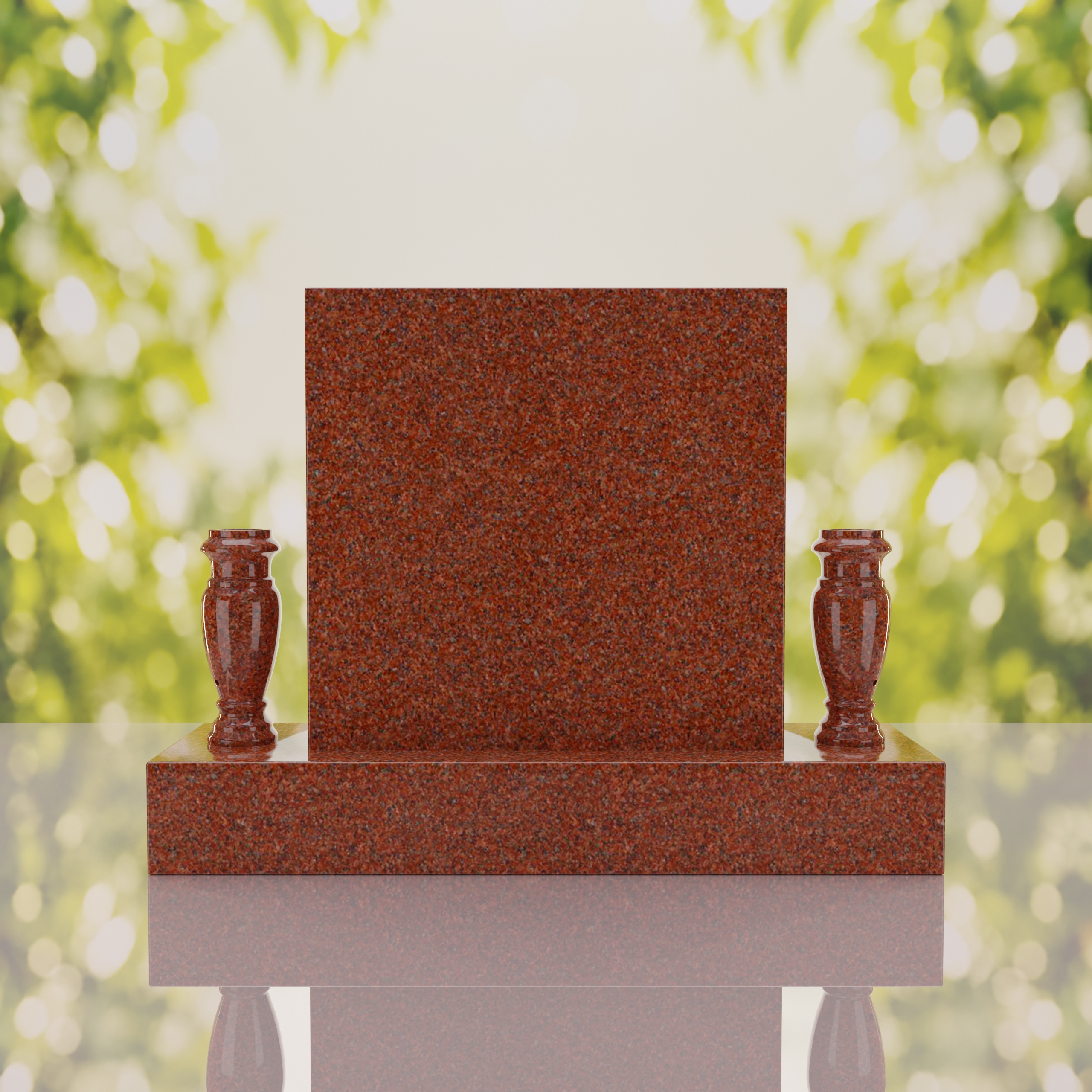 Square Upright Headstone with Vases thumbnail 13