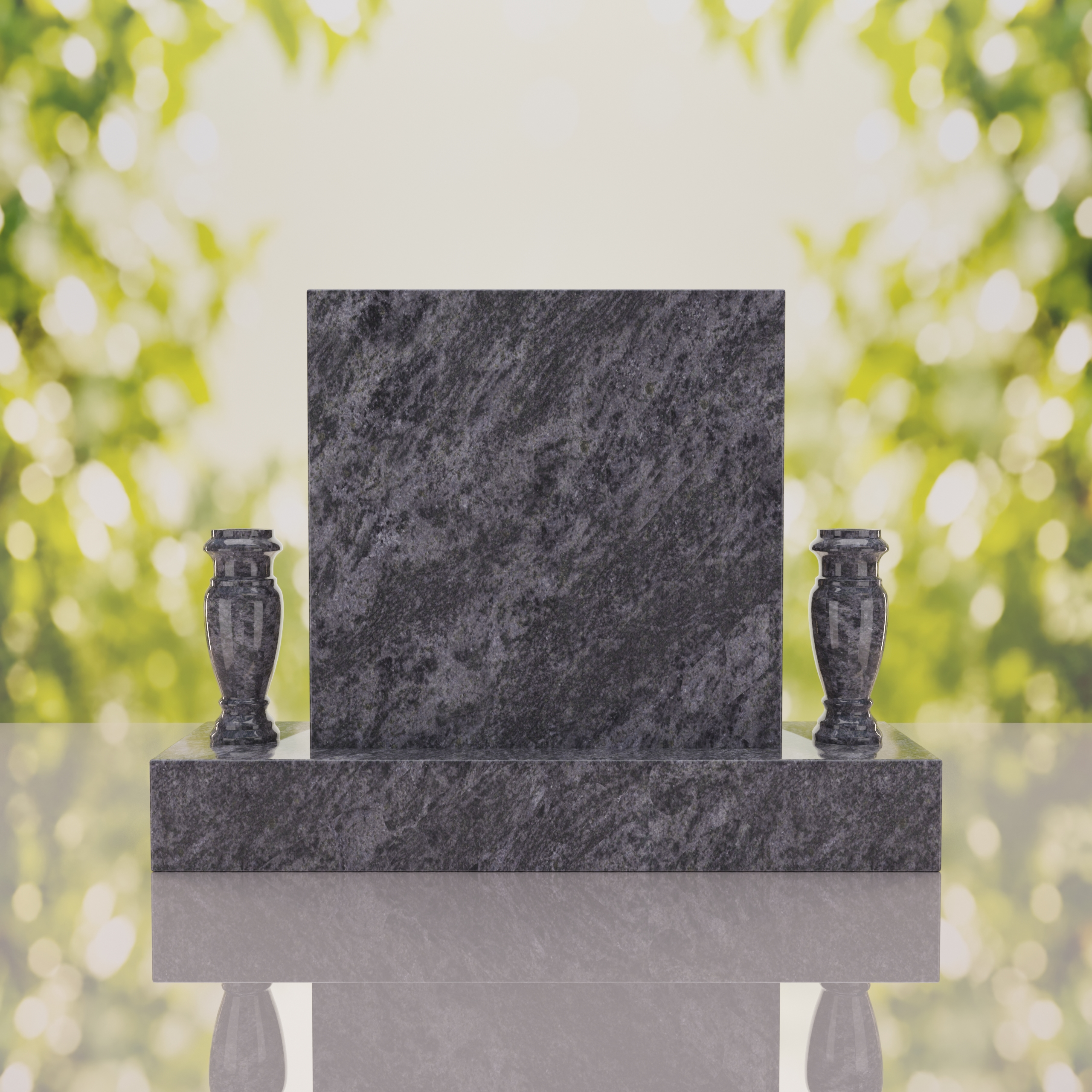 Square Upright Headstone with Vases thumbnail 4