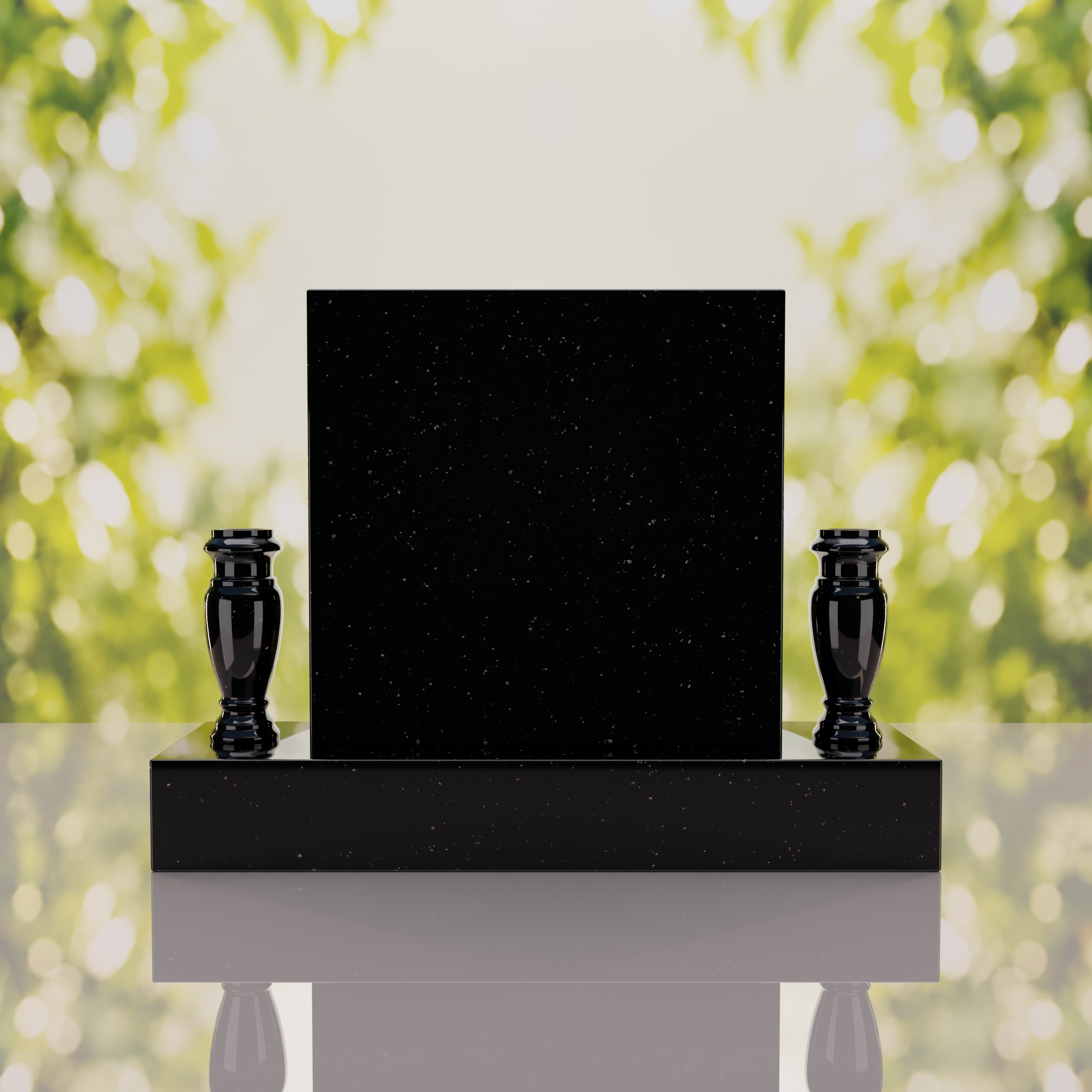 Square Upright Headstone with Vases thumbnail 6