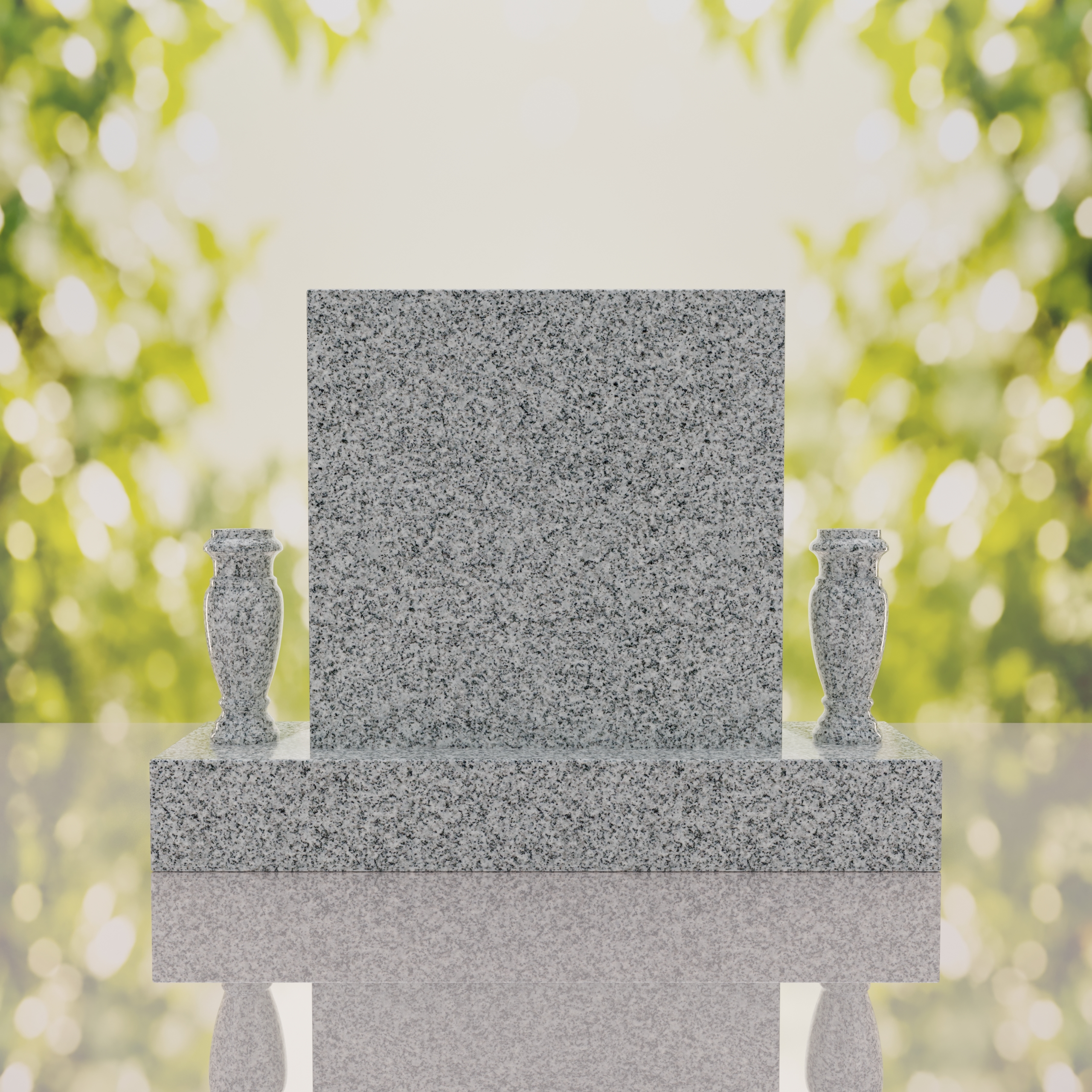 Square Upright Headstone with Vases thumbnail 9