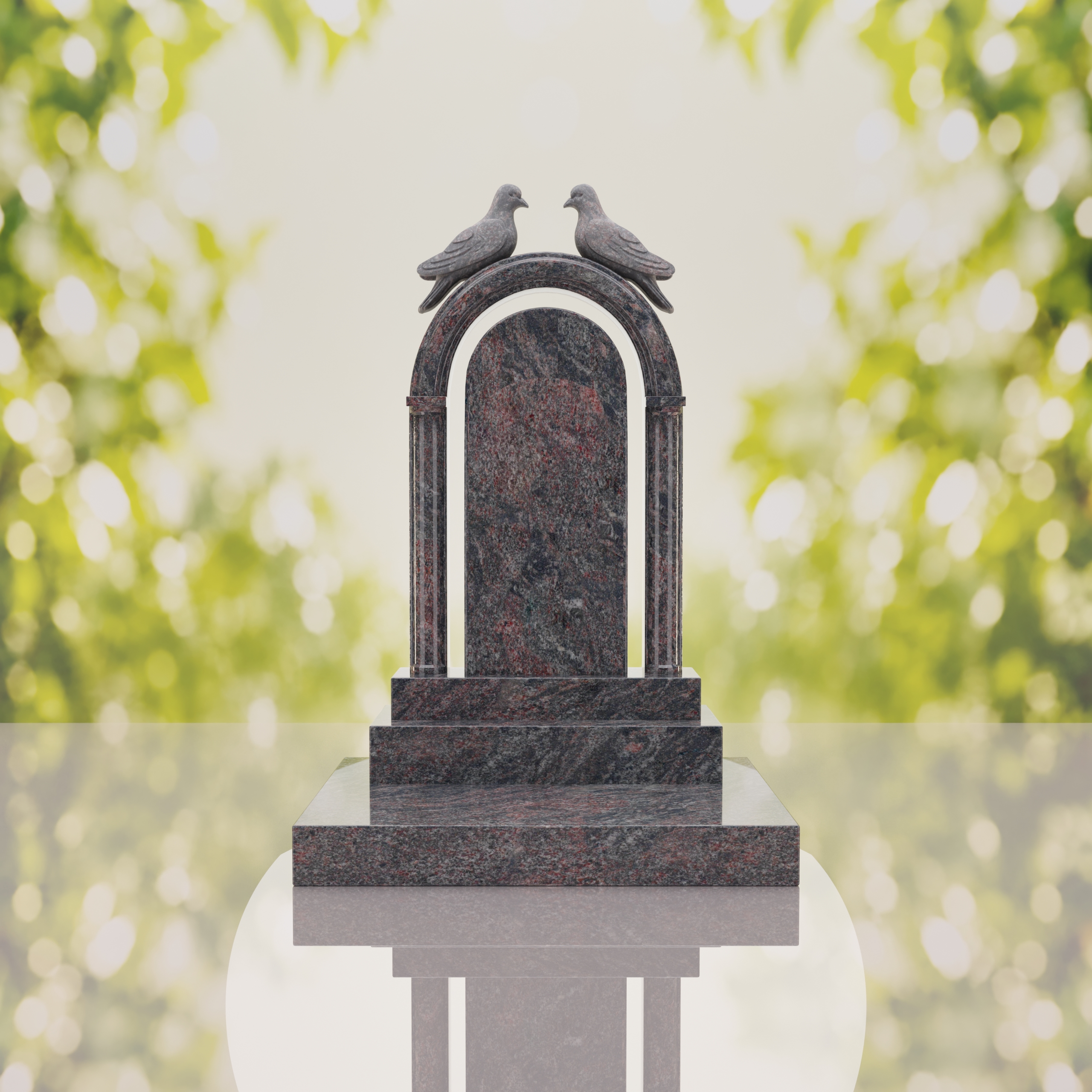 Arch Shape Granite Headstone with Doves thumbnail 5