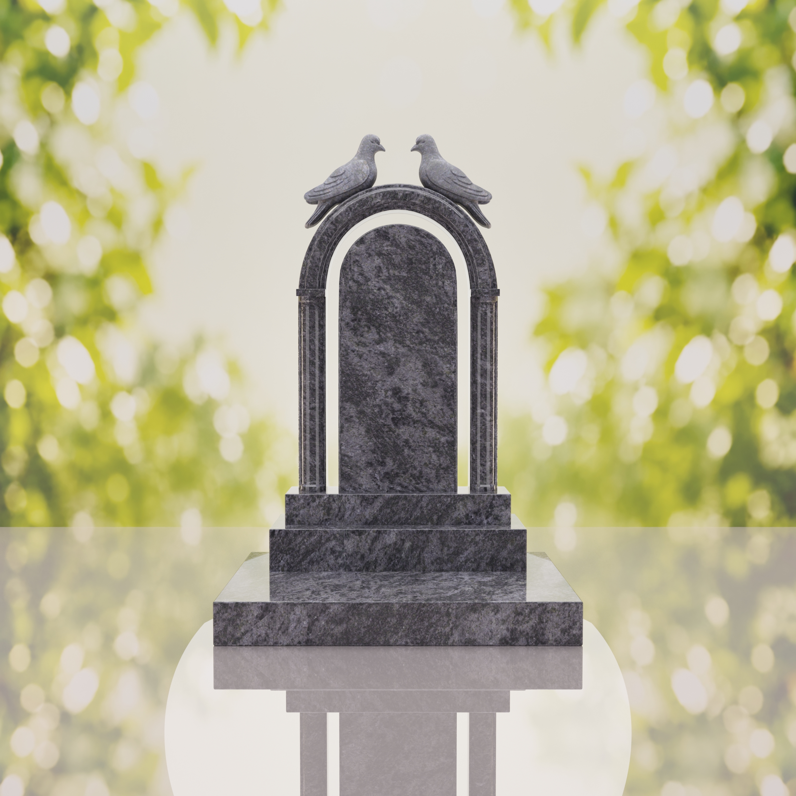 Arch Shape Granite Headstone with Doves thumbnail 8