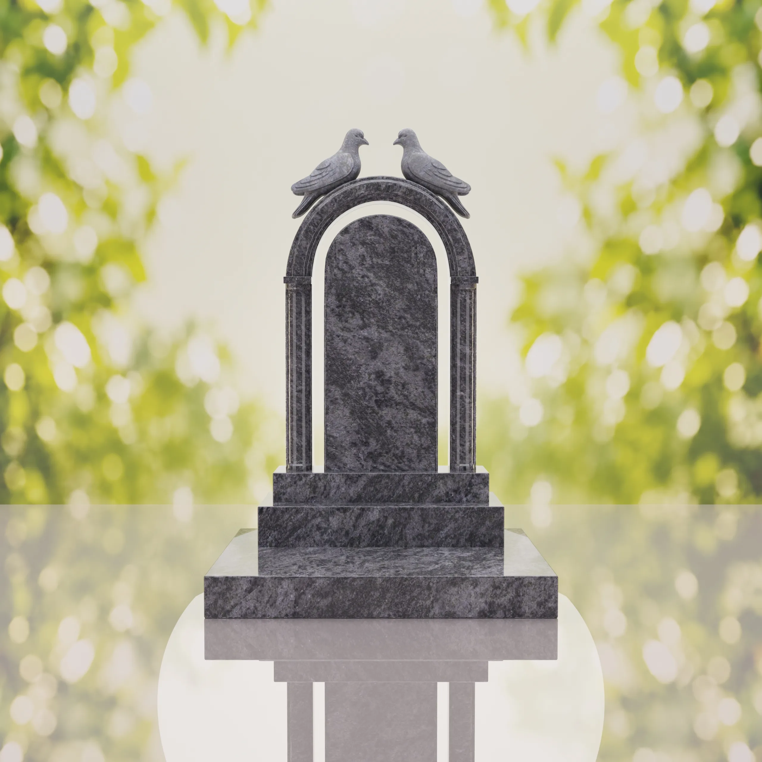 Arch Shape Granite Headstone with Doves thumbnail 8