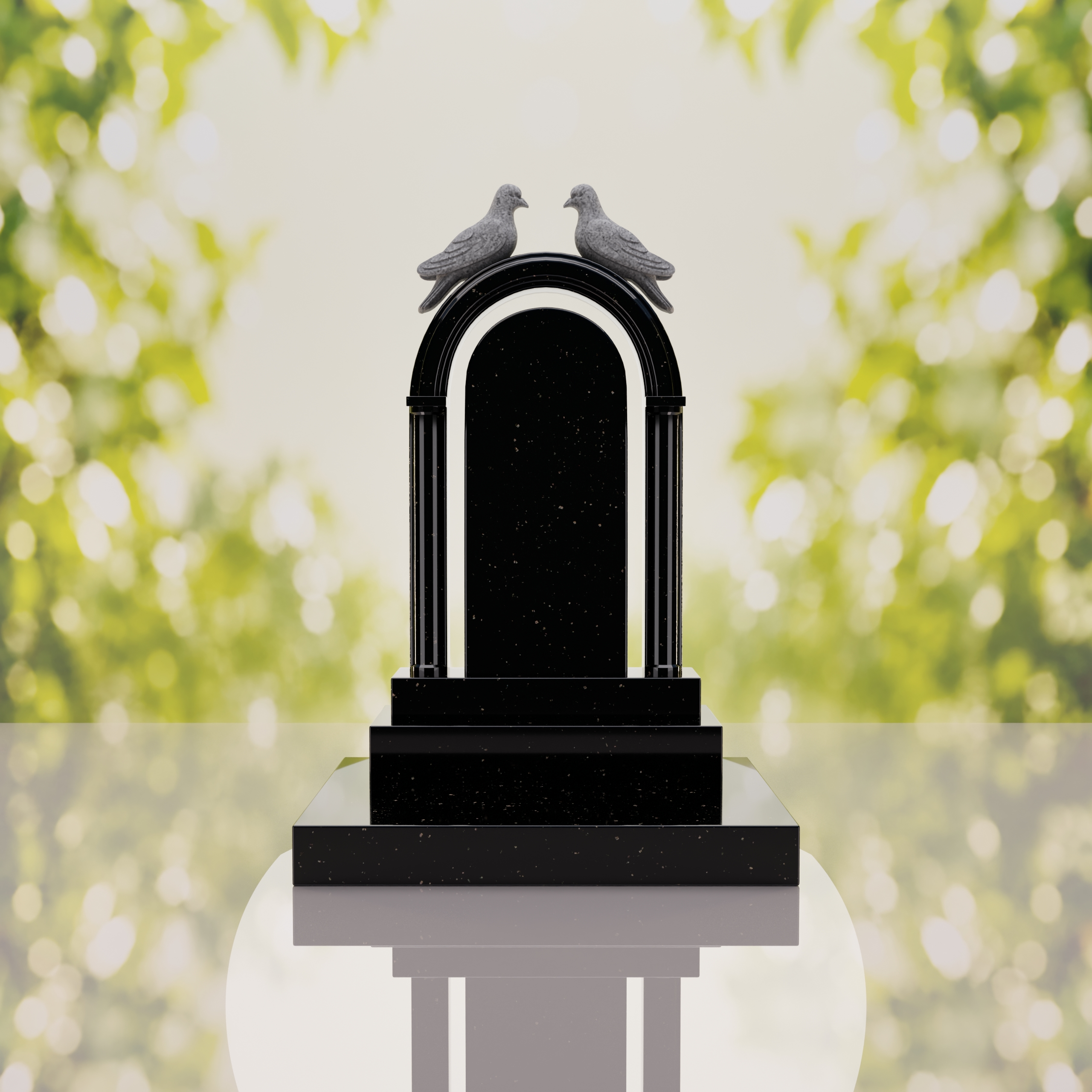 Arch Shape Granite Headstone with Doves thumbnail 11
