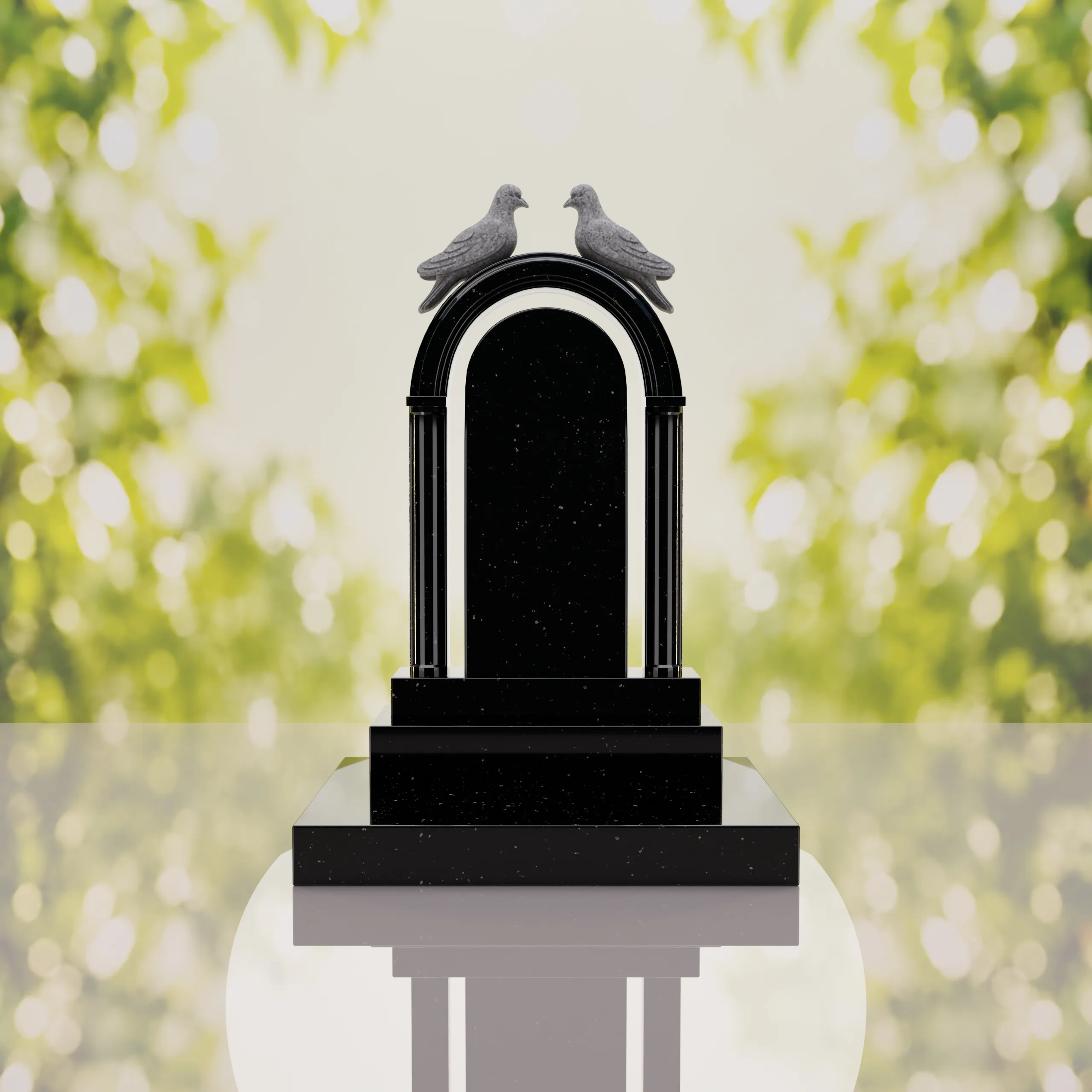 Arch Shape Granite Headstone with Doves thumbnail 11