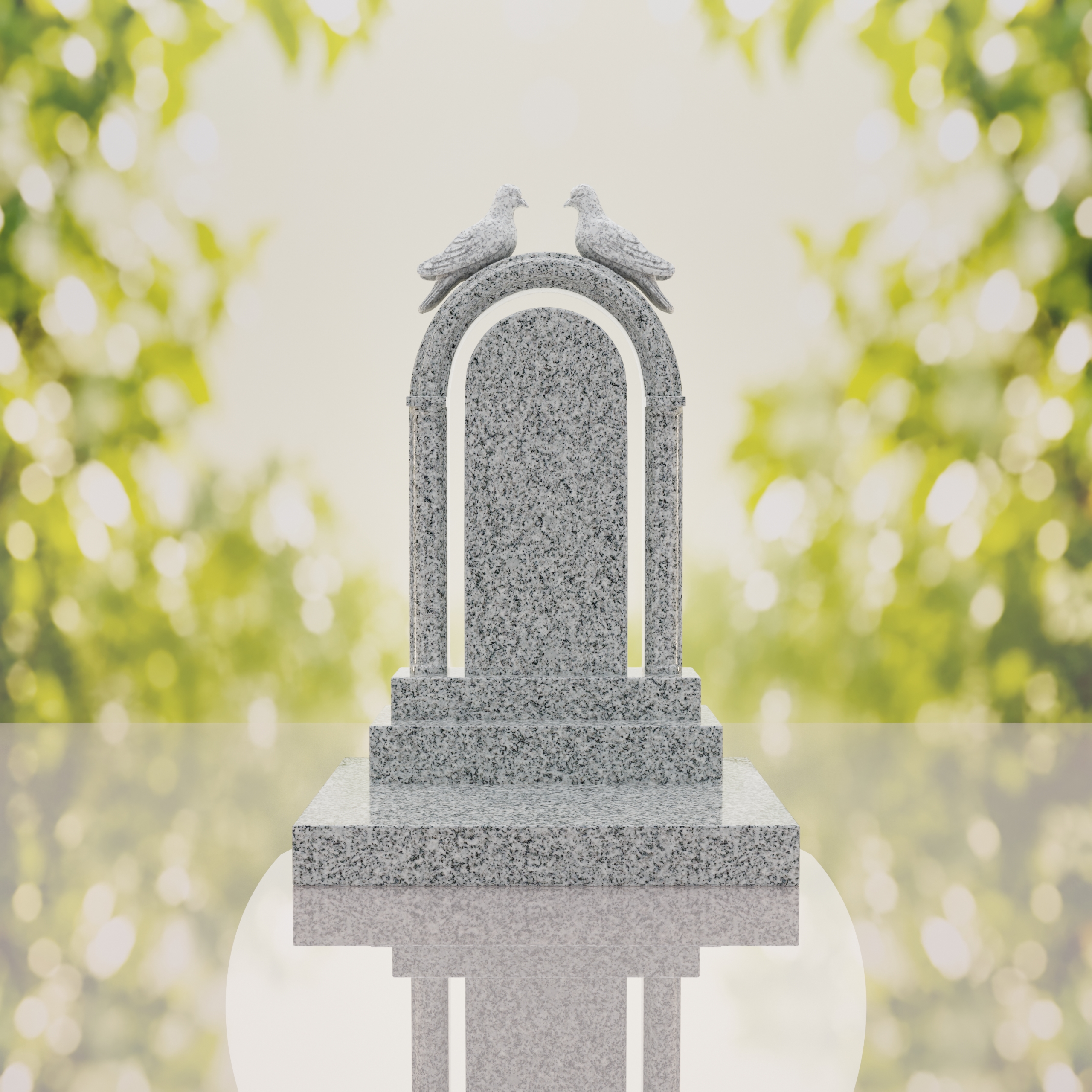 Arch Shape Granite Headstone with Doves thumbnail 14