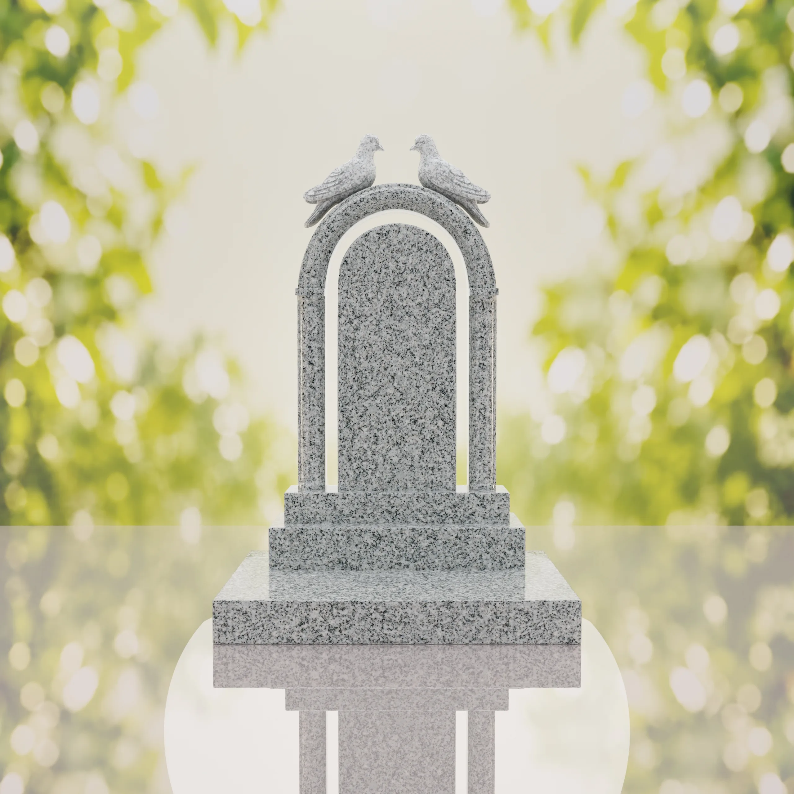 Arch Shape Granite Headstone with Doves thumbnail 14