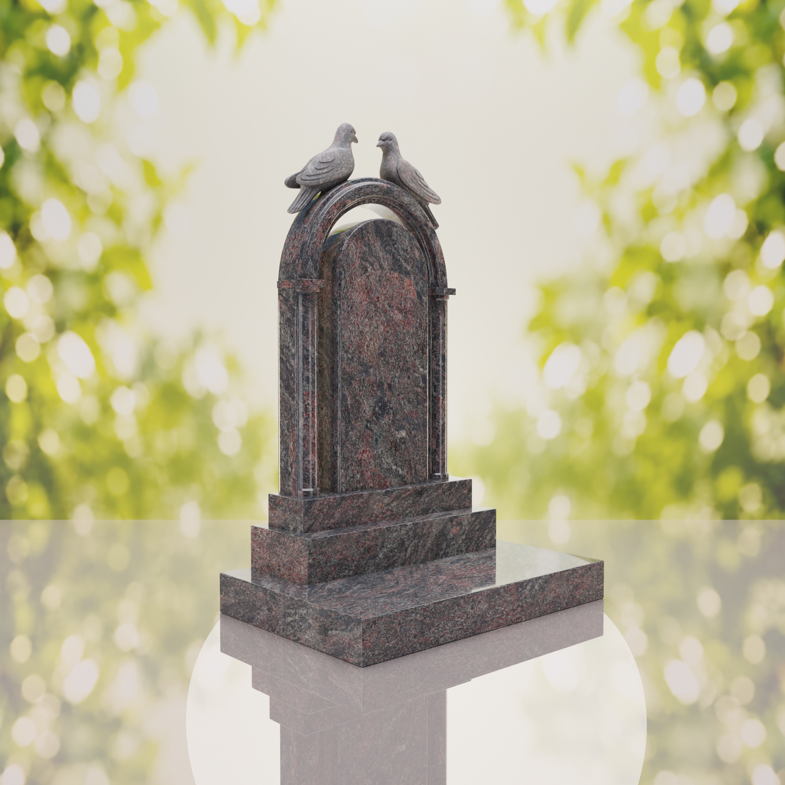 Arch Shape Granite Headstone with Doves thumbnail 4