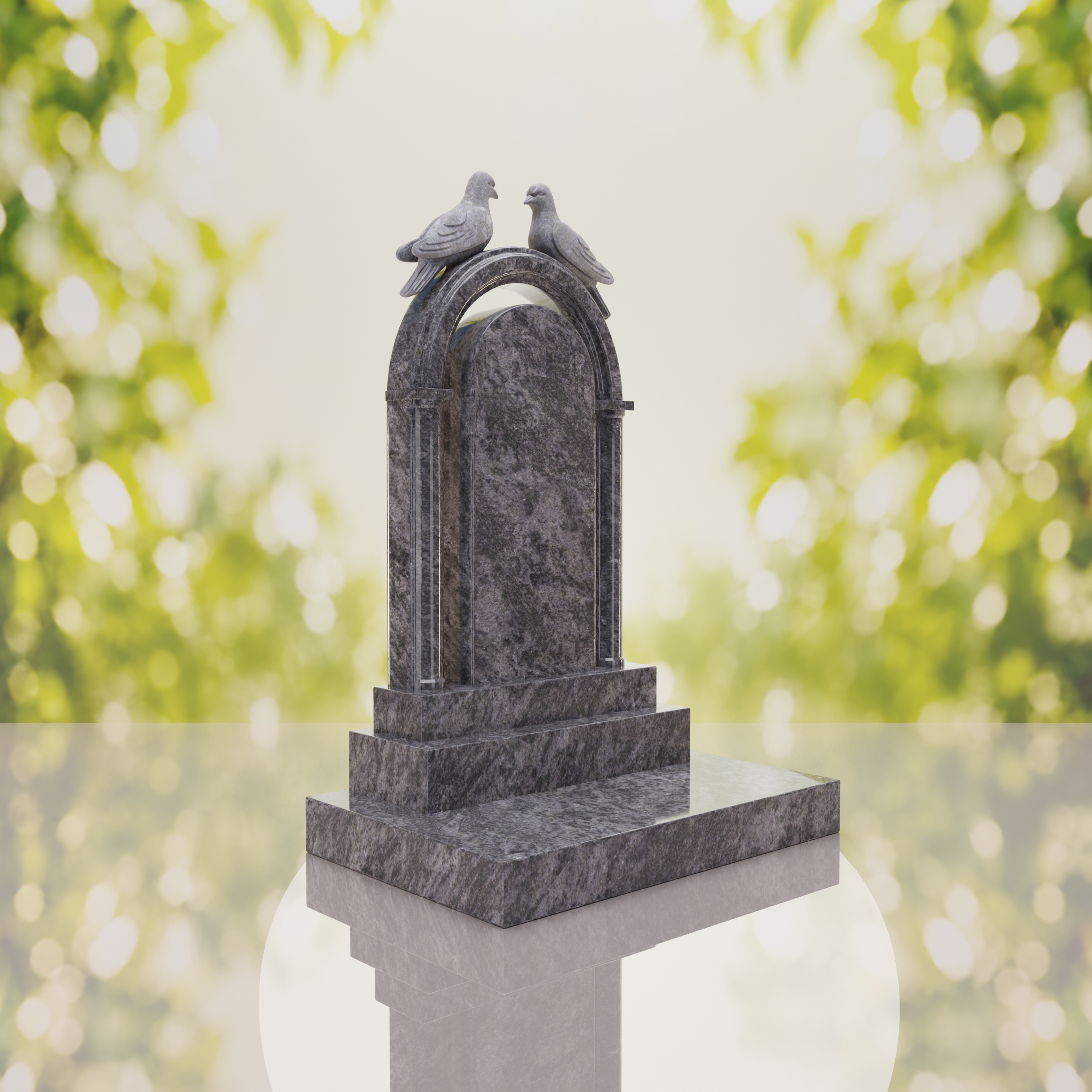 Arch Shape Granite Headstone with Doves thumbnail 7