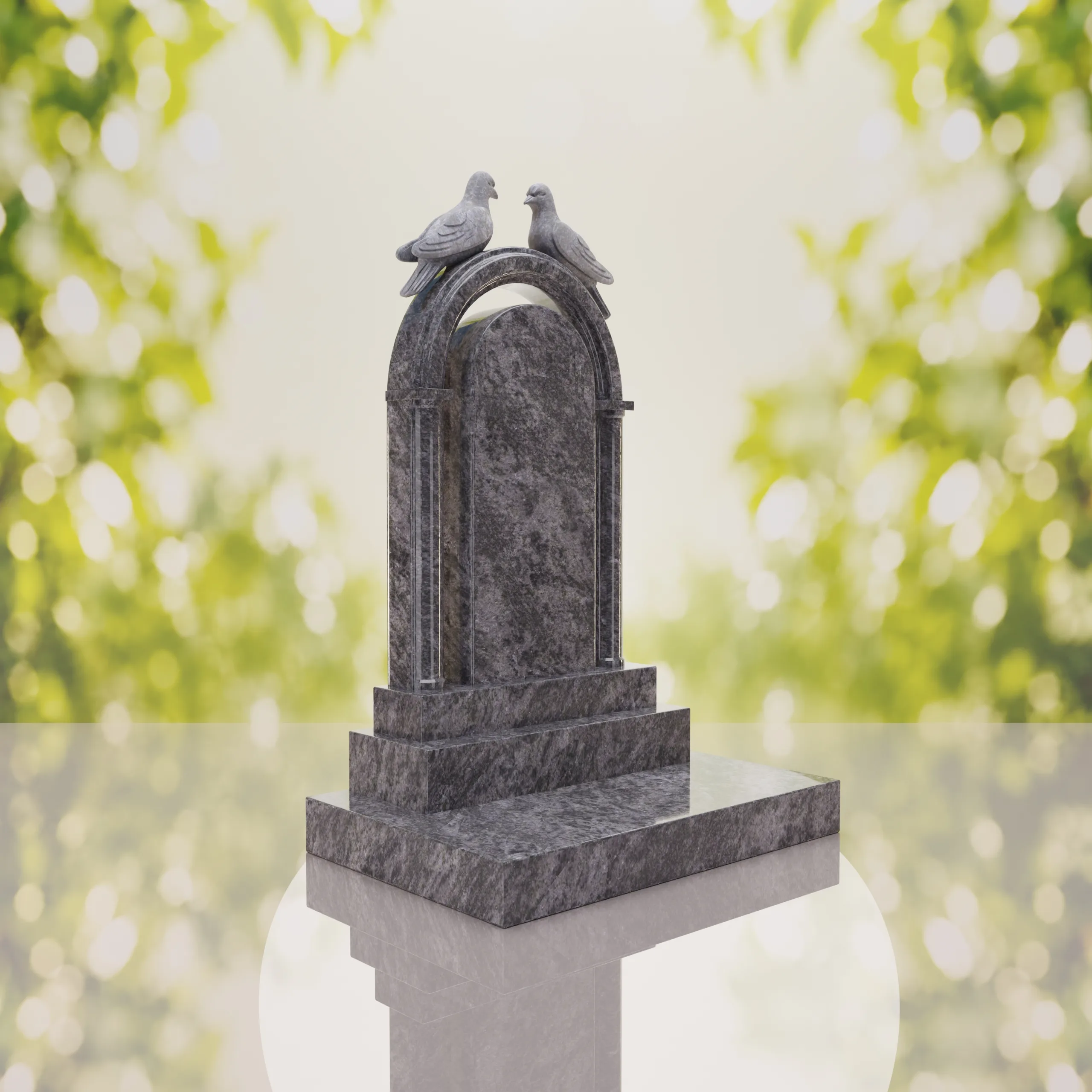 Arch Shape Granite Headstone with Doves thumbnail 7