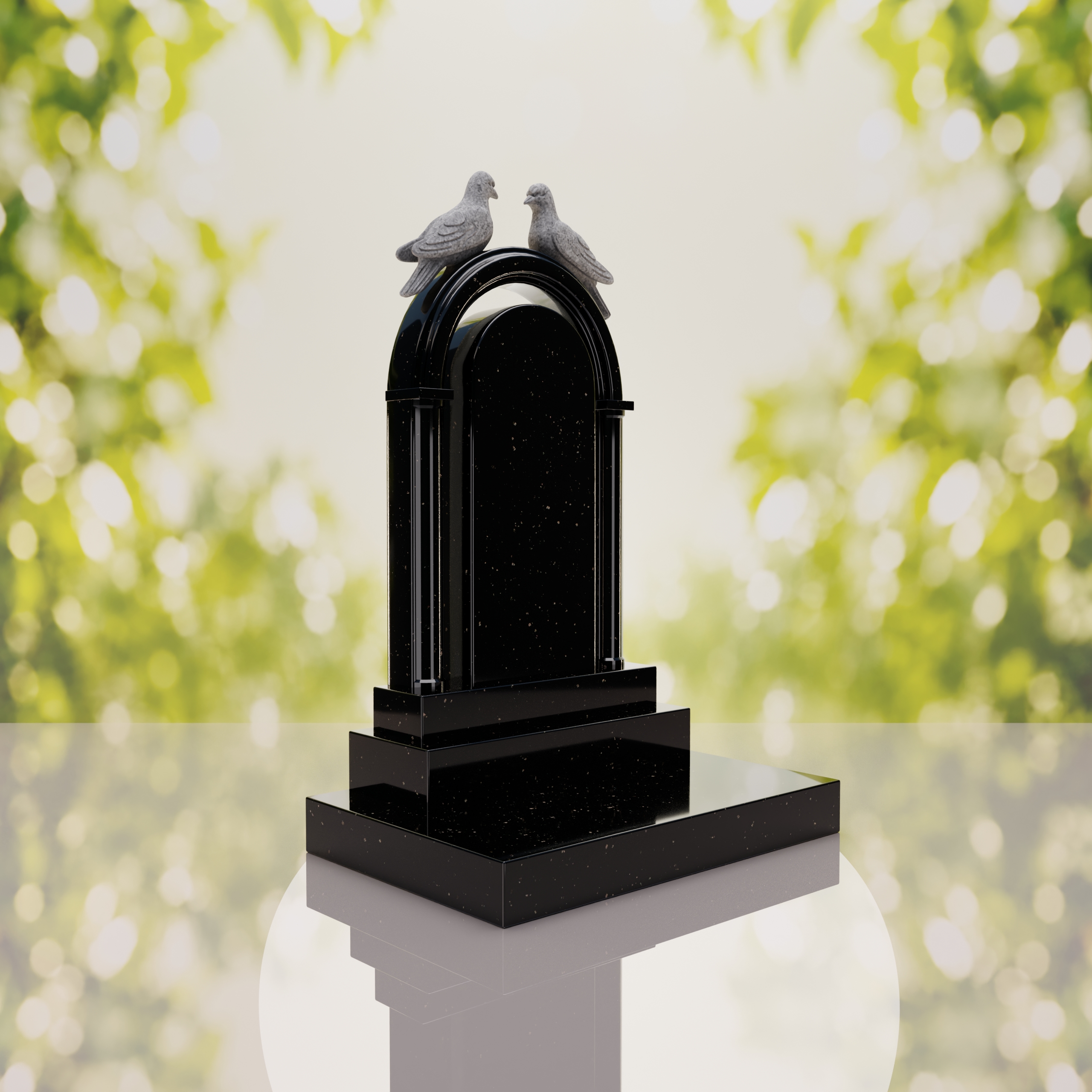 Arch Shape Granite Headstone with Doves thumbnail 10