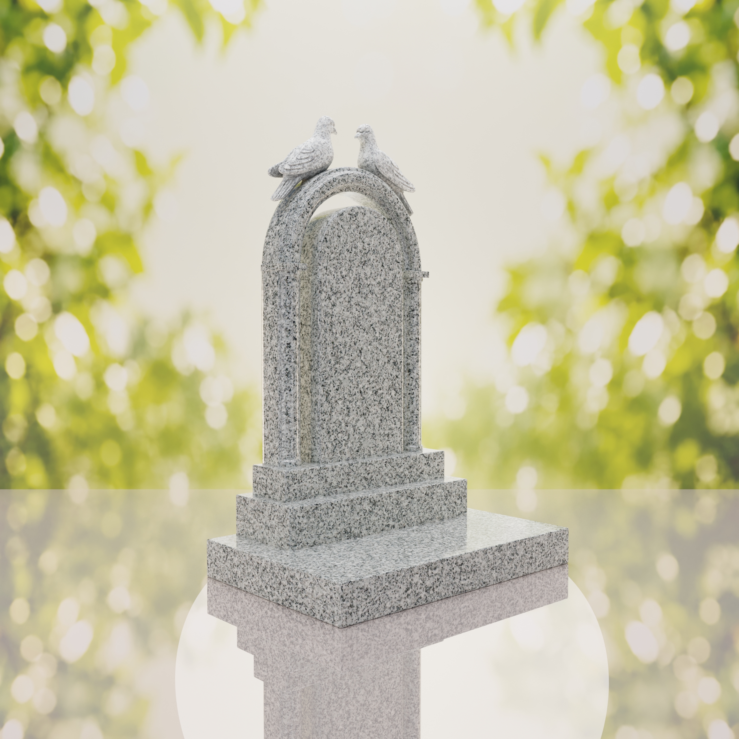 Arch Shape Granite Headstone with Doves thumbnail 13