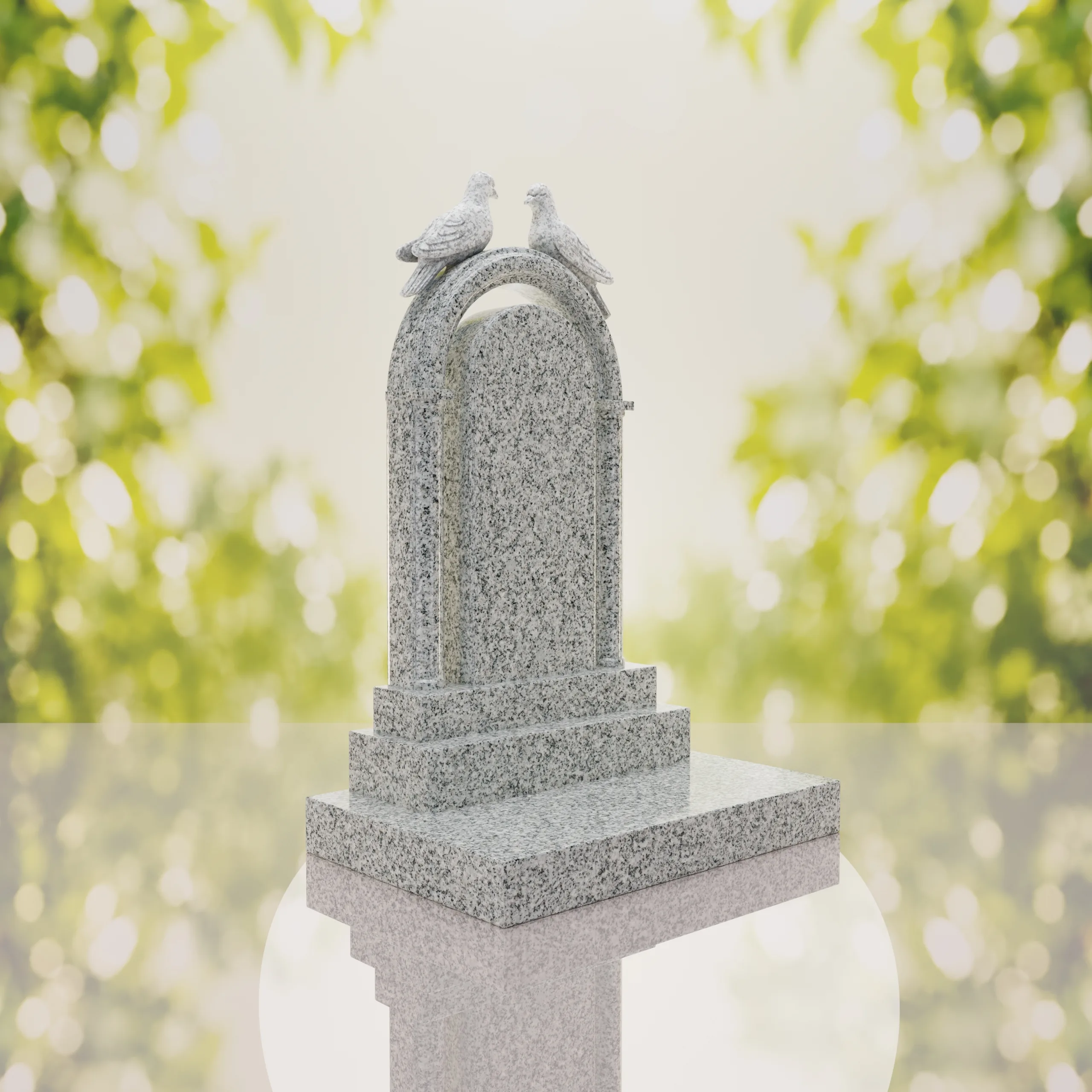 Arch Shape Granite Headstone with Doves thumbnail 13