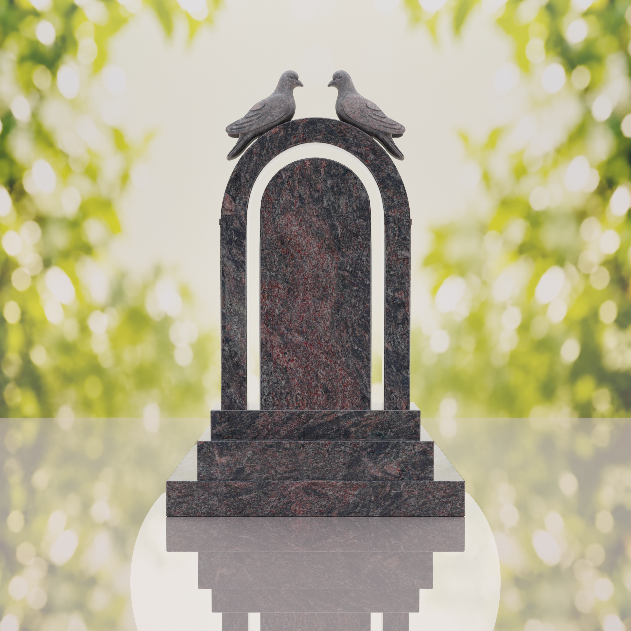 Arch Shape Granite Headstone with Doves thumbnail 6