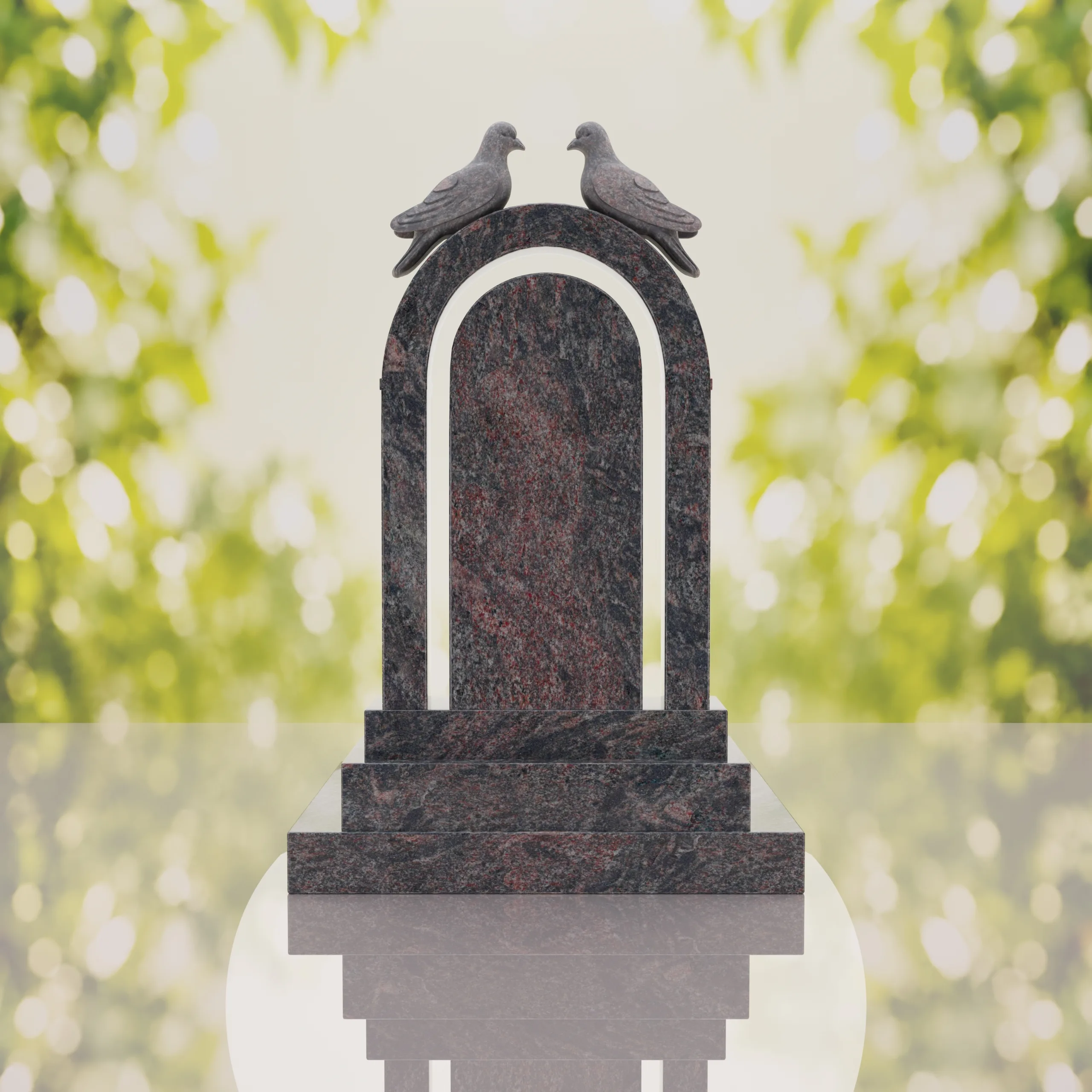 Arch Shape Granite Headstone with Doves thumbnail 6
