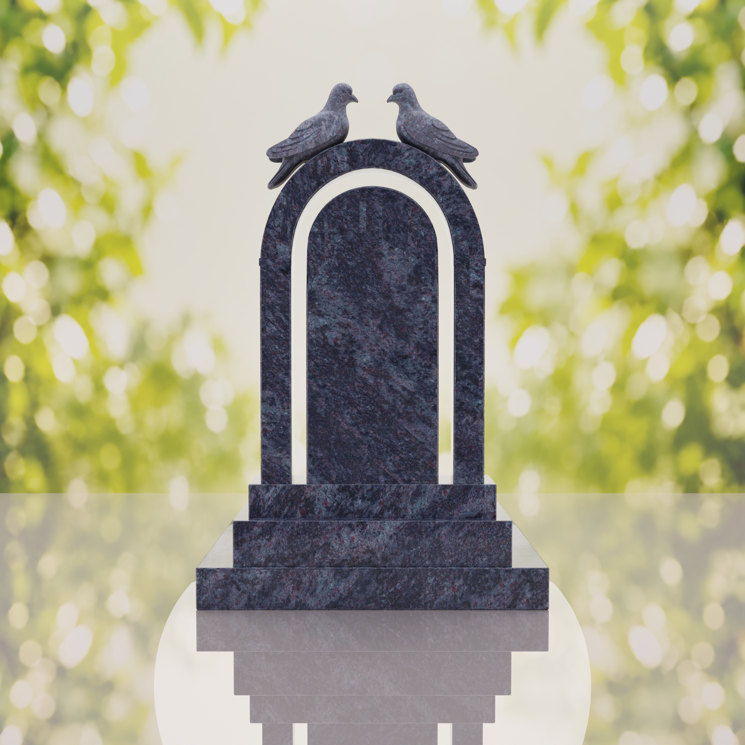 Arch Shape Granite Headstone with Doves thumbnail 3