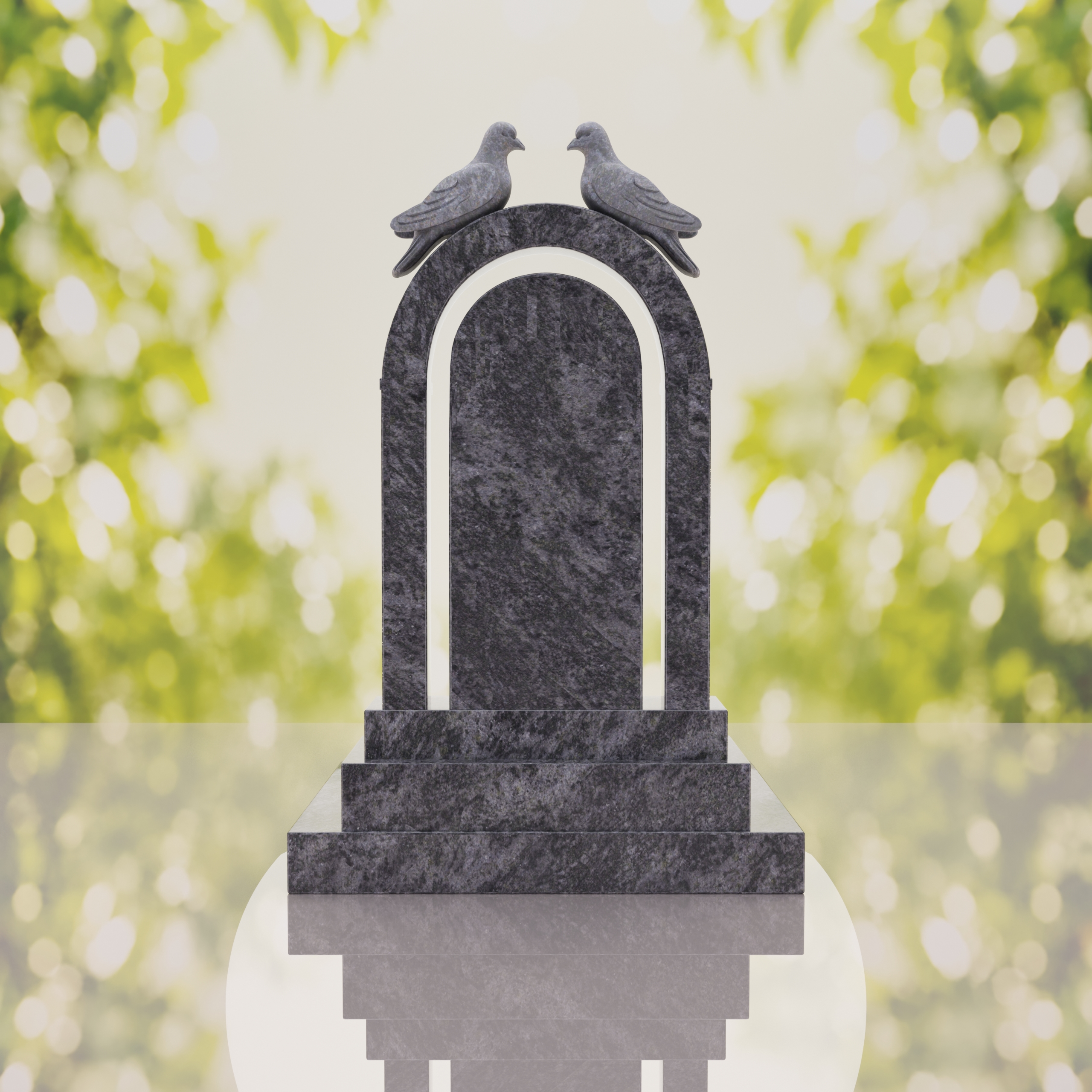 Arch Shape Granite Headstone with Doves thumbnail 9