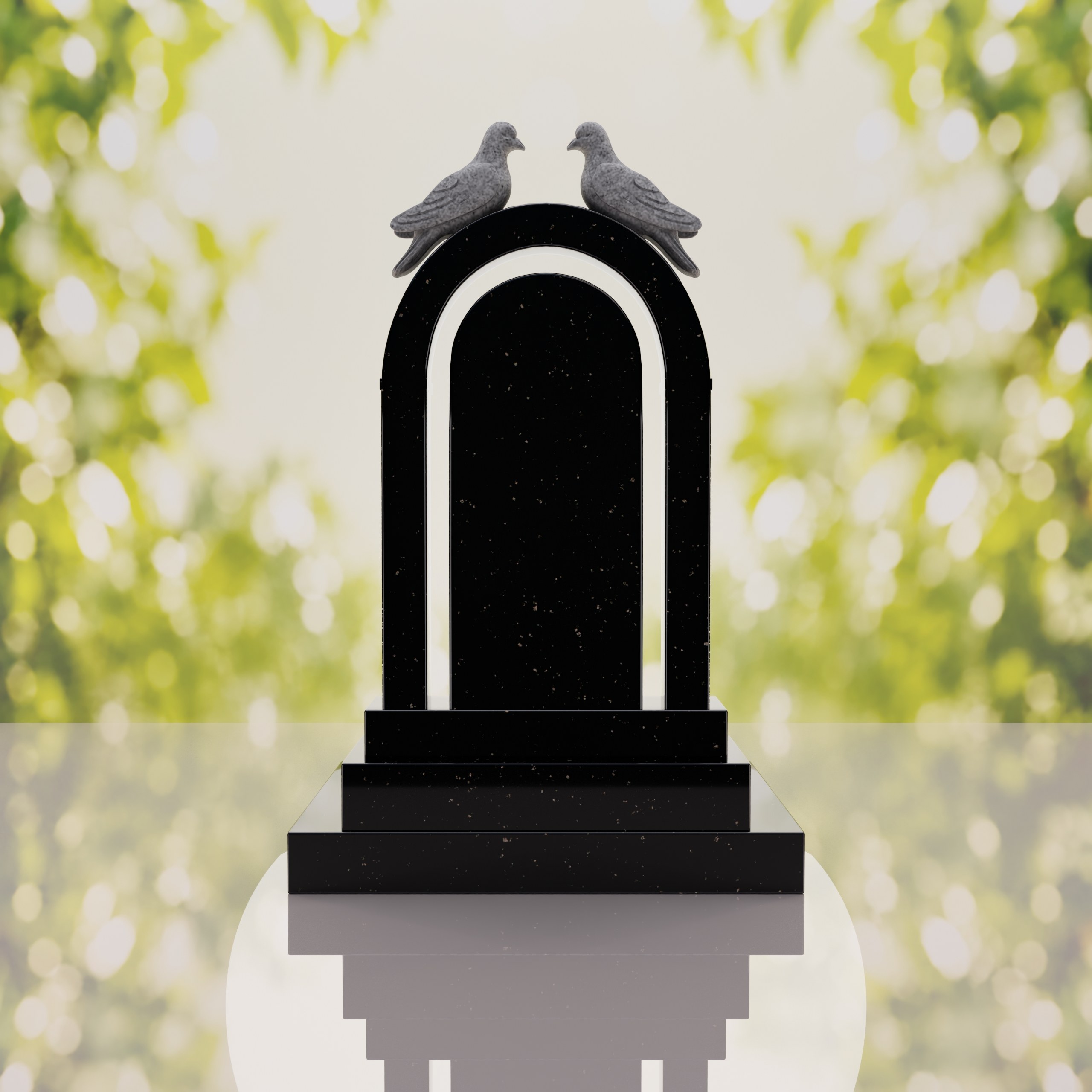 Arch Shape Granite Headstone with Doves thumbnail 12
