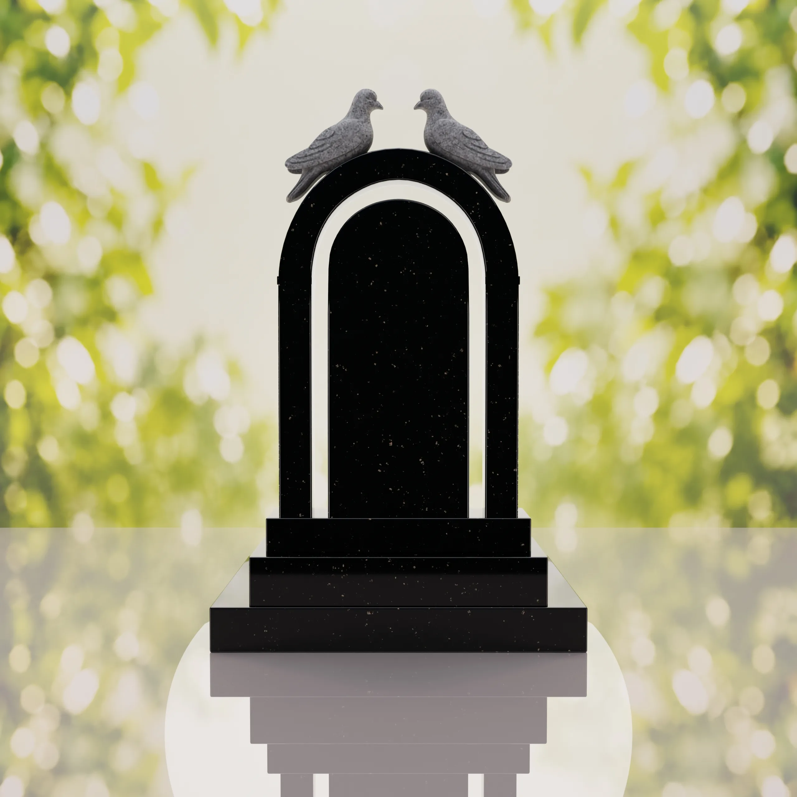 Arch Shape Granite Headstone with Doves thumbnail 12