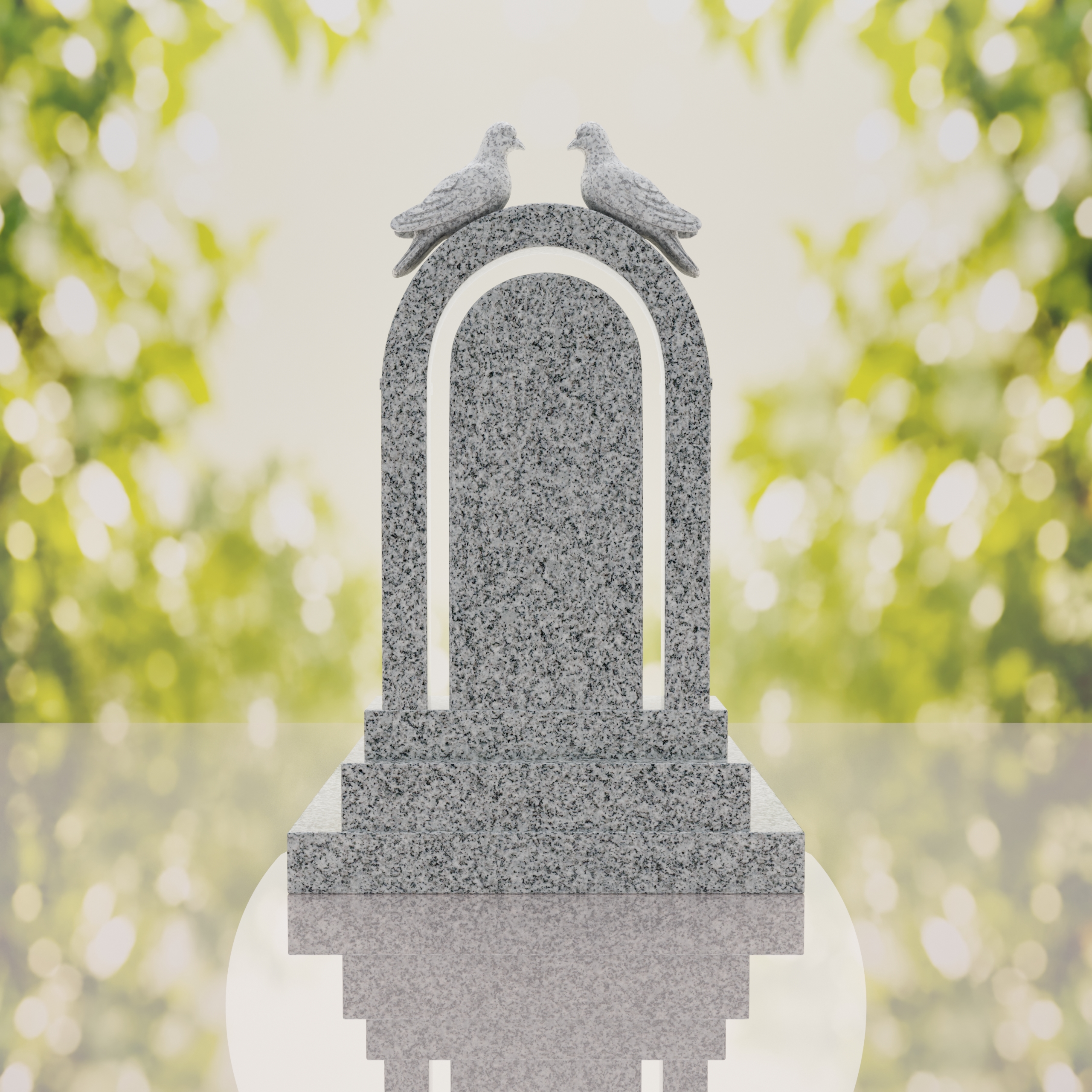 Arch Shape Granite Headstone with Doves thumbnail 15