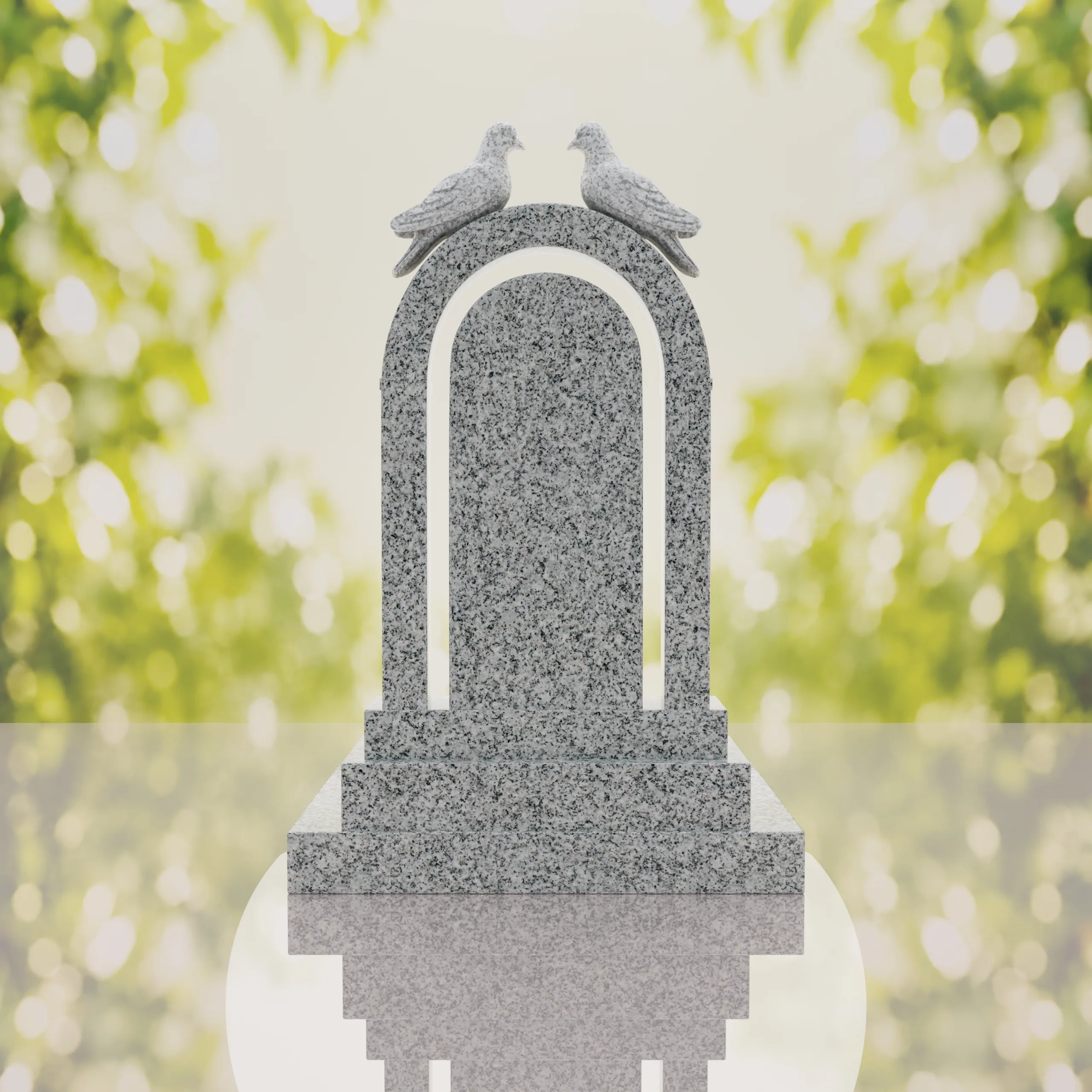 Arch Shape Granite Headstone with Doves thumbnail 15