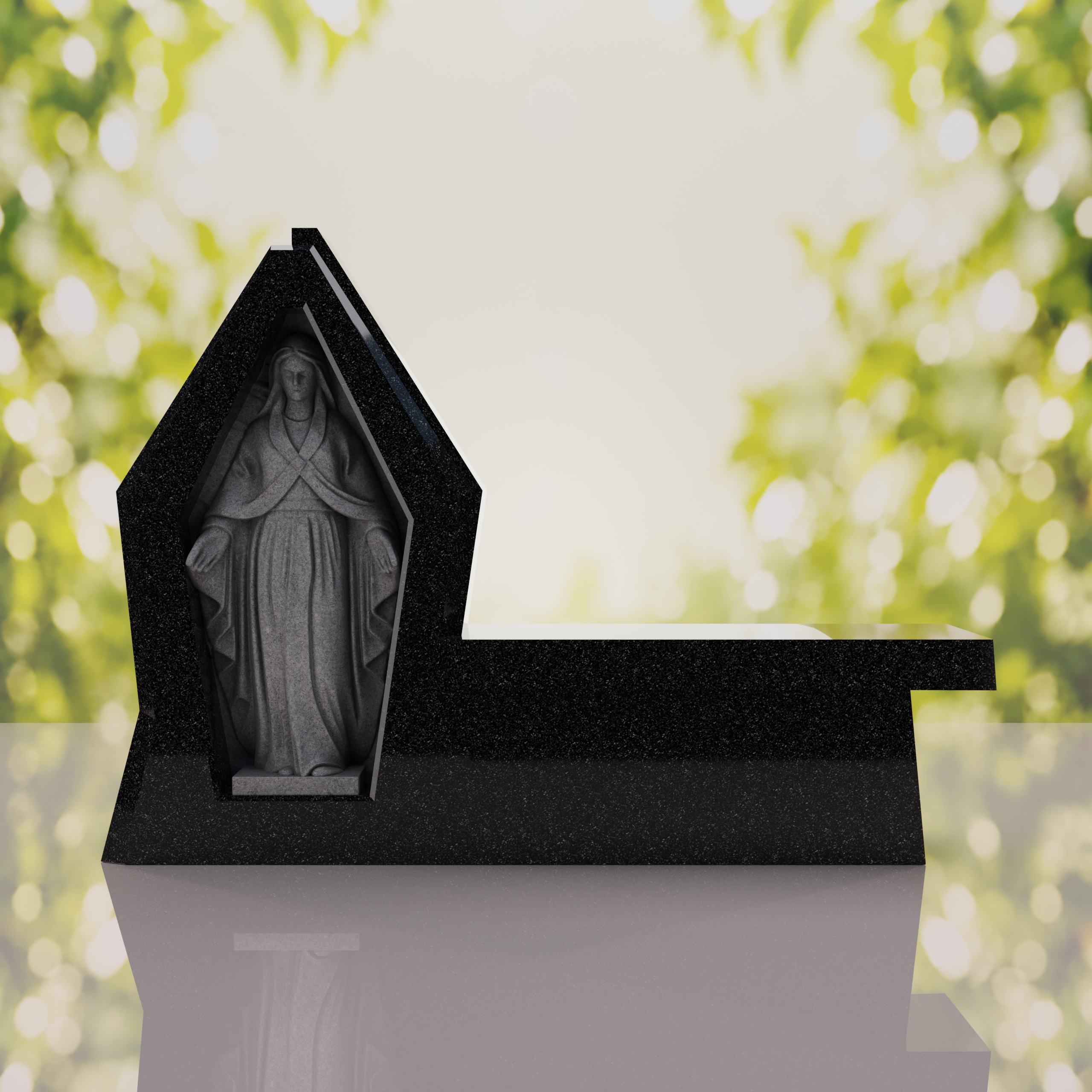 Madonna Granite Memorial Bench thumbnail 2