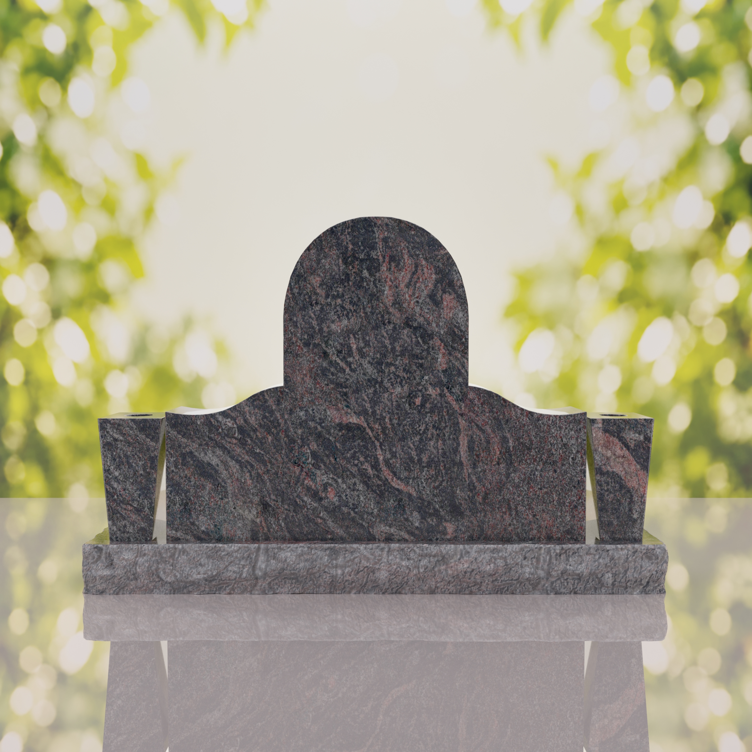 Asian Companion Granite Headstone with Guanyin Relief thumbnail 7
