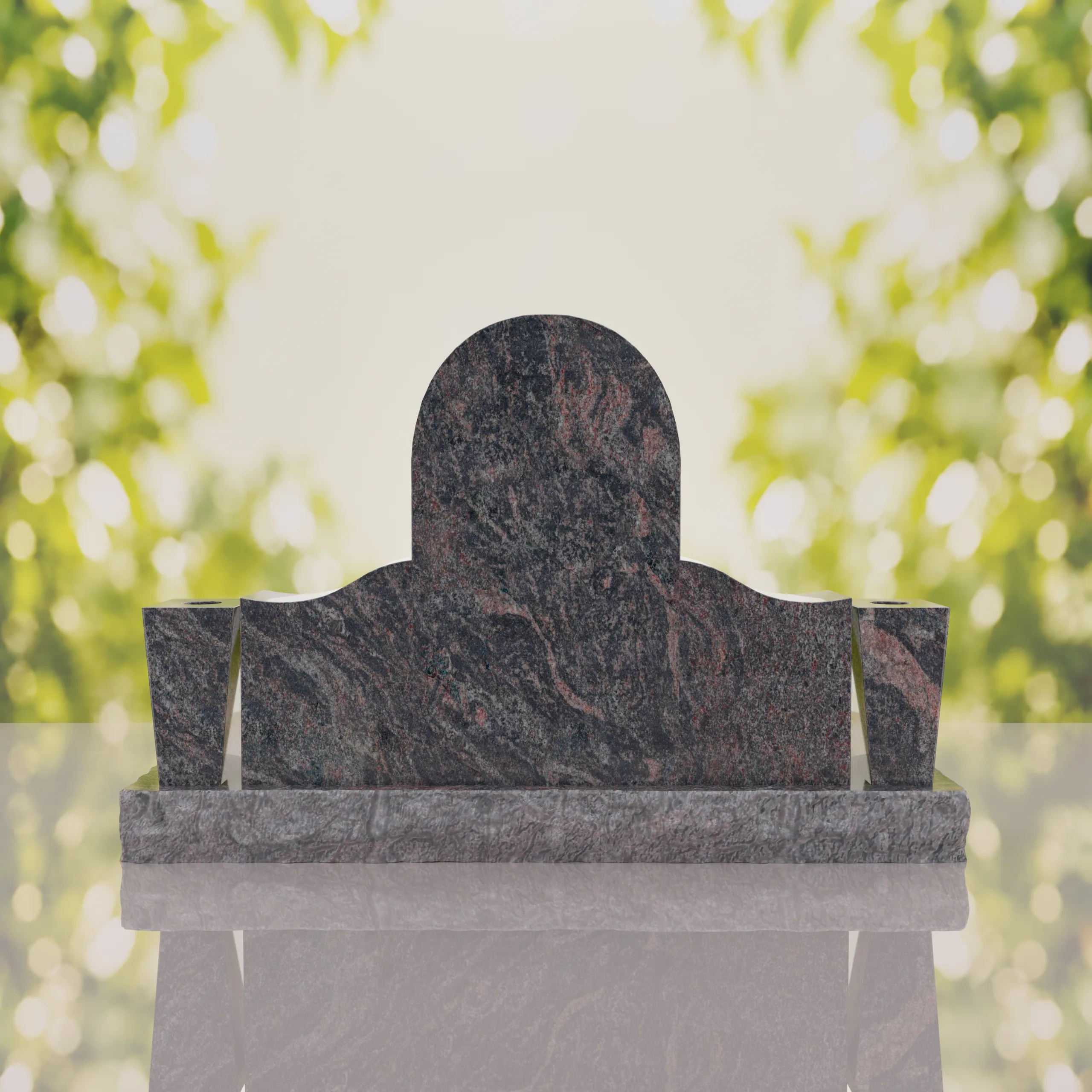 Asian Companion Granite Headstone with Guanyin Relief thumbnail 7