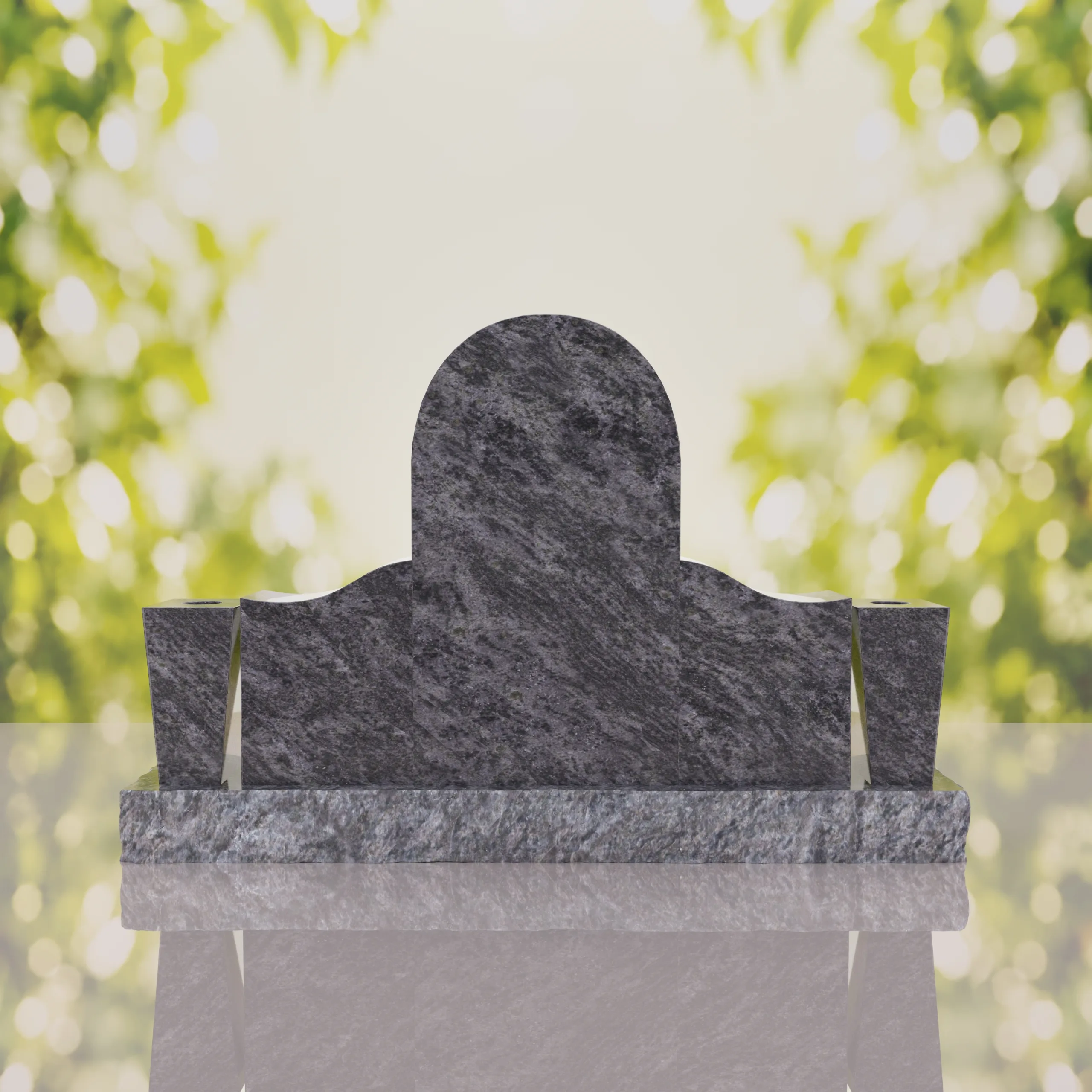 Asian Companion Granite Headstone with Guanyin Relief thumbnail 13