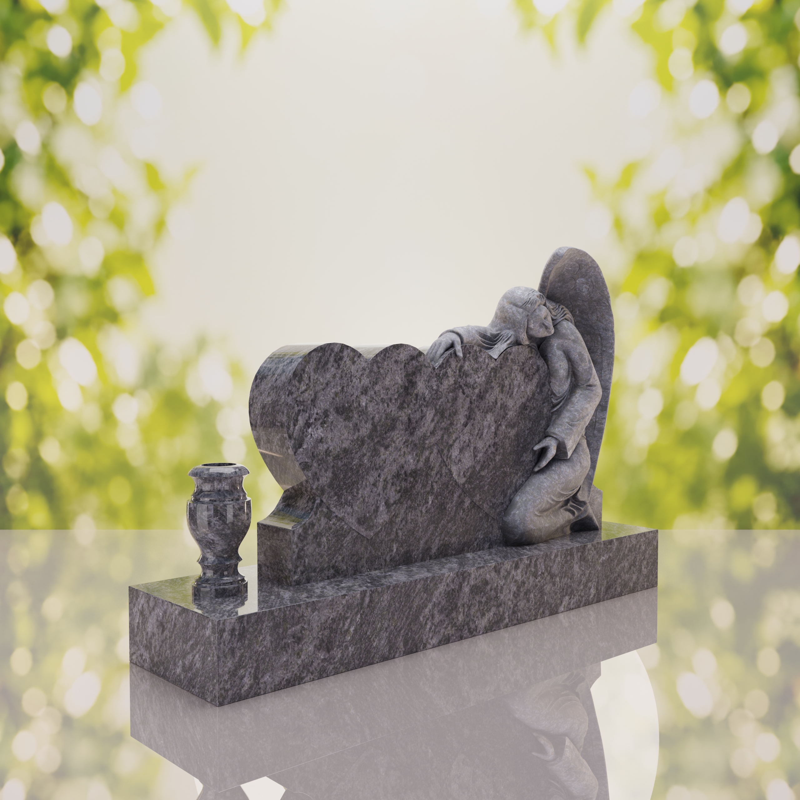 Angel Companion Heart Headstone thumbnail 2