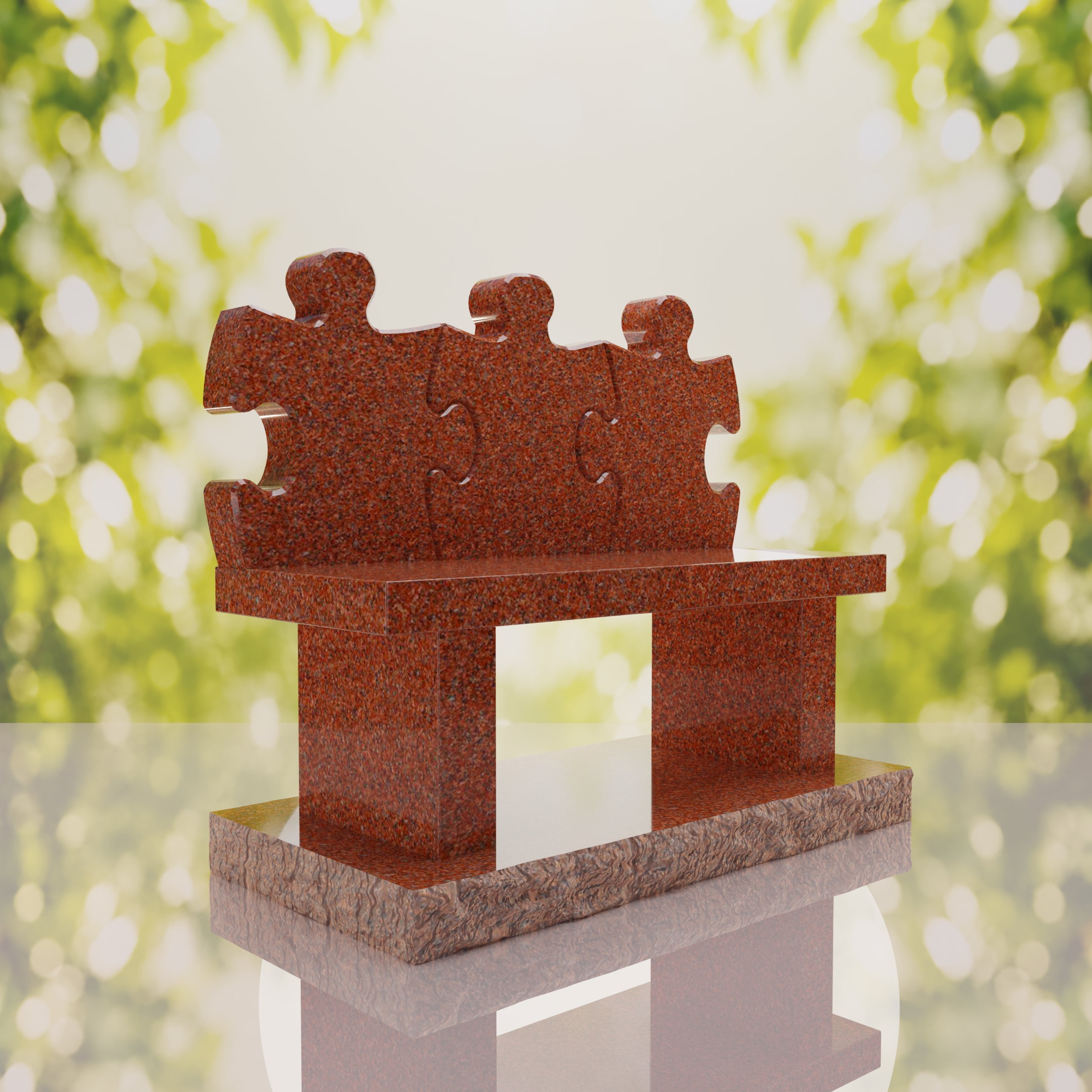 Puzzle Bench Headstone